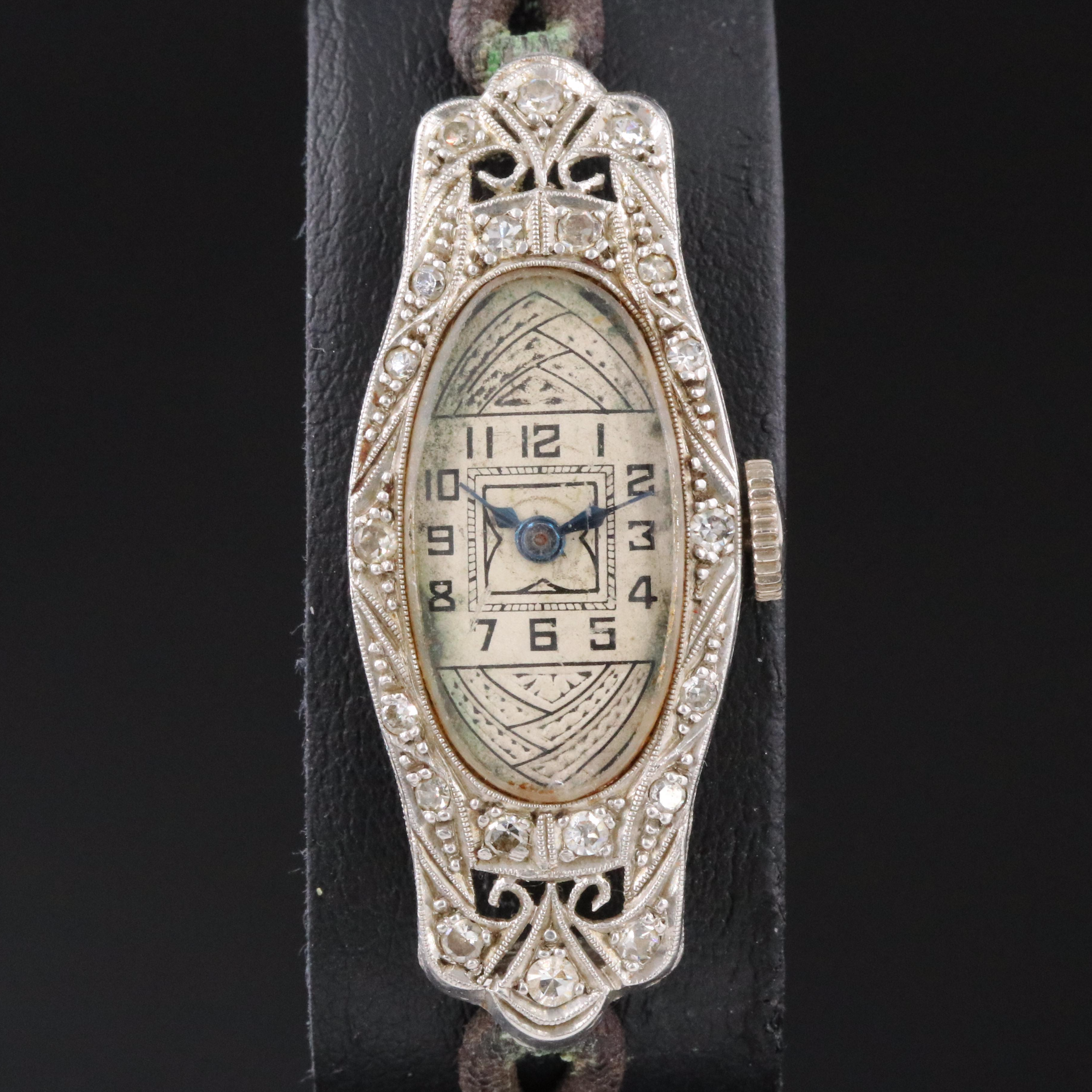 Vintage Platinum and Diamond Swiss Watch