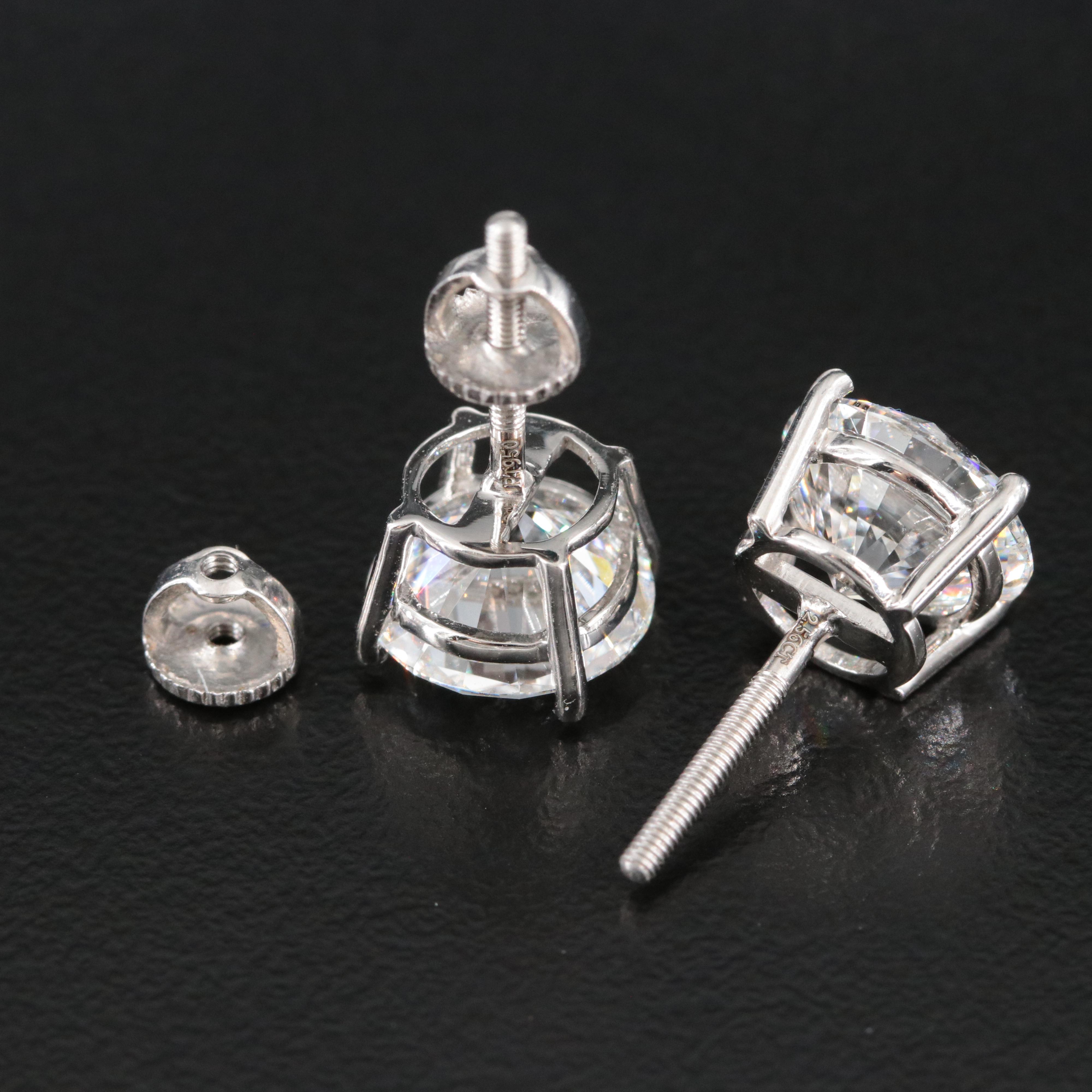 Platinum 5.12 CTW Lab Grown Diamond Stud Earrings with IGI Reports