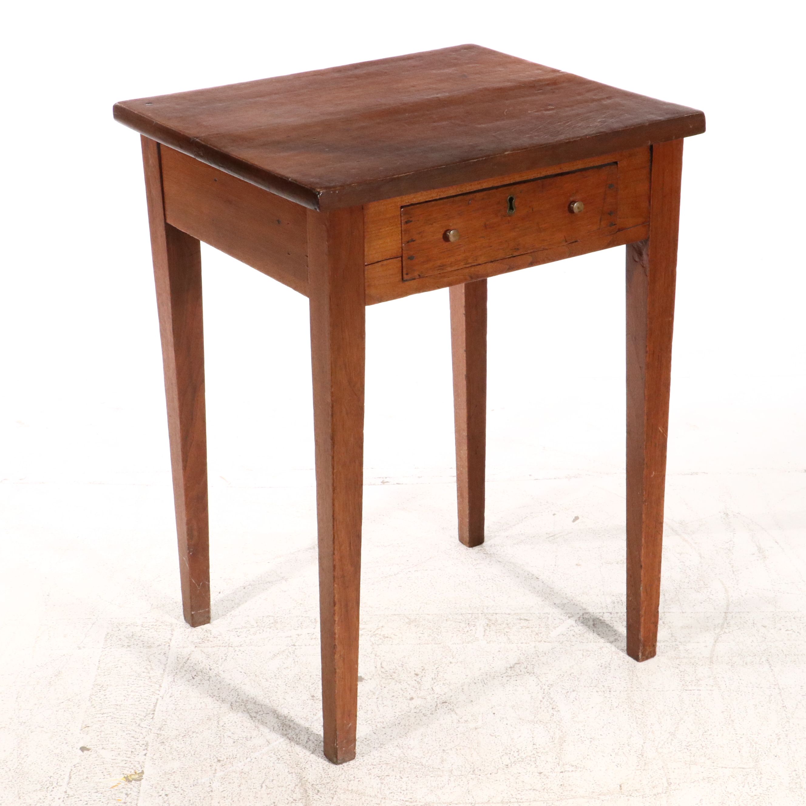 American Country Hepplewhite Style Cherry  Single Drawer Work Table, 19th C.