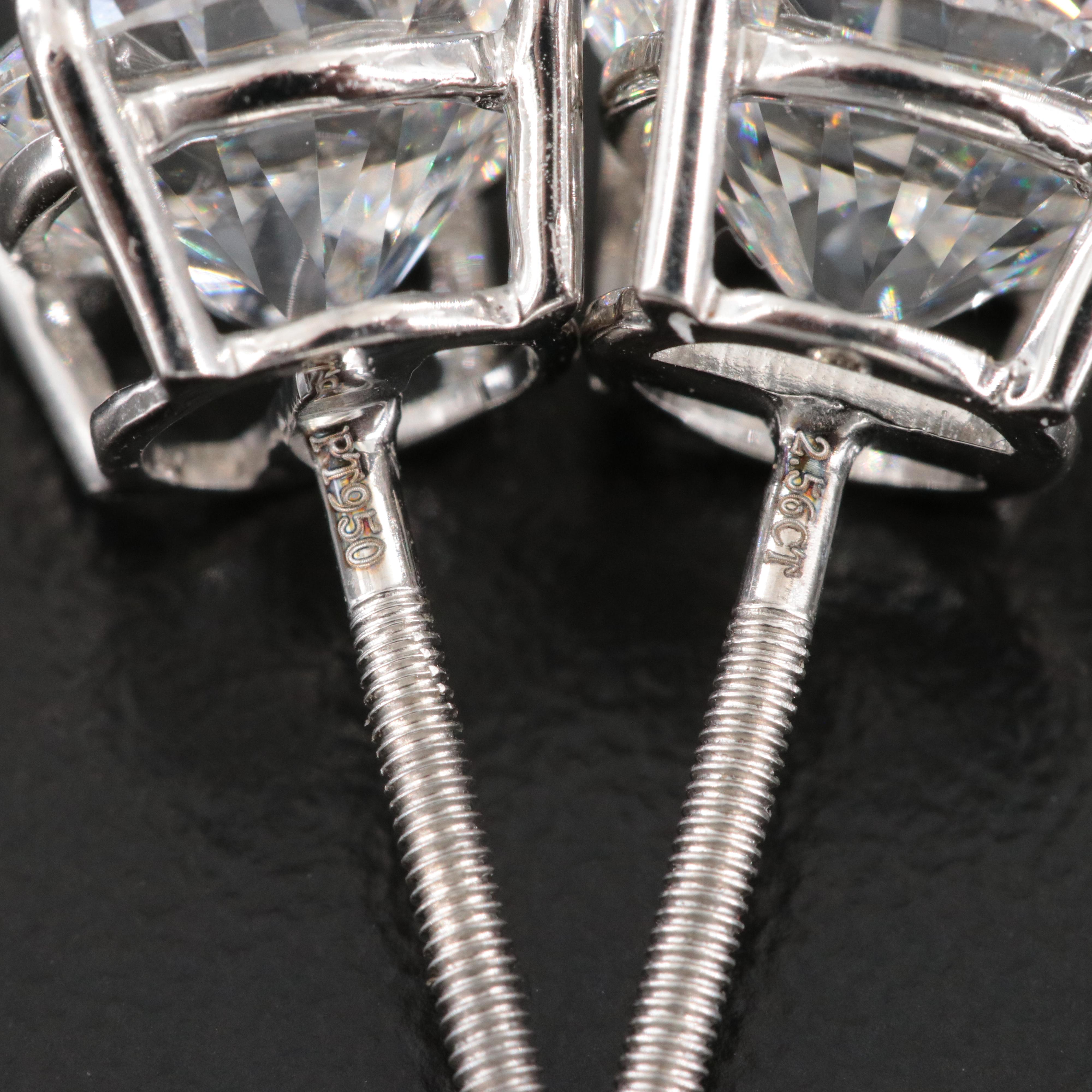 Platinum 5.12 CTW Lab Grown Diamond Stud Earrings with IGI Reports