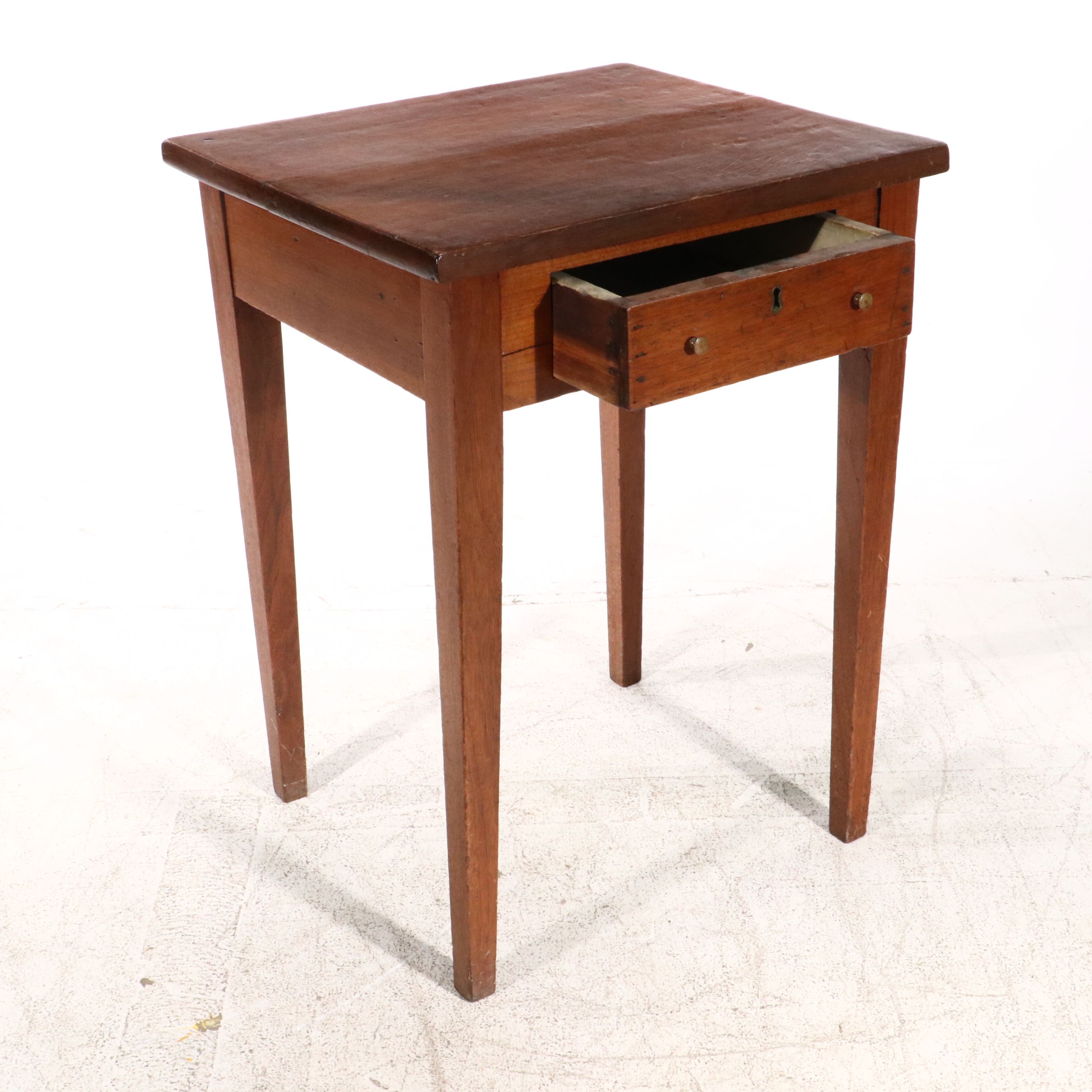 American Country Hepplewhite Style Cherry  Single Drawer Work Table, 19th C.