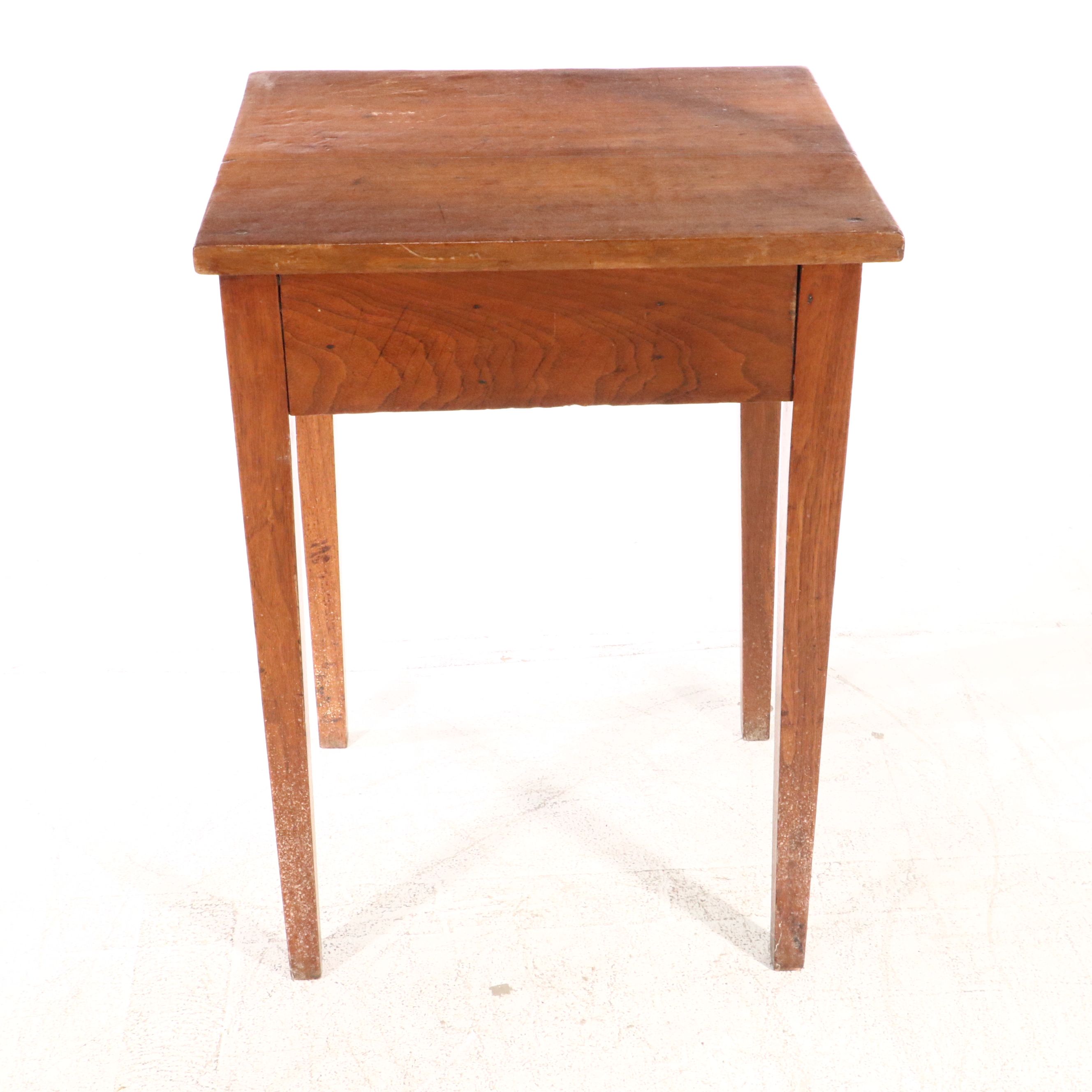 American Country Hepplewhite Style Cherry  Single Drawer Work Table, 19th C.