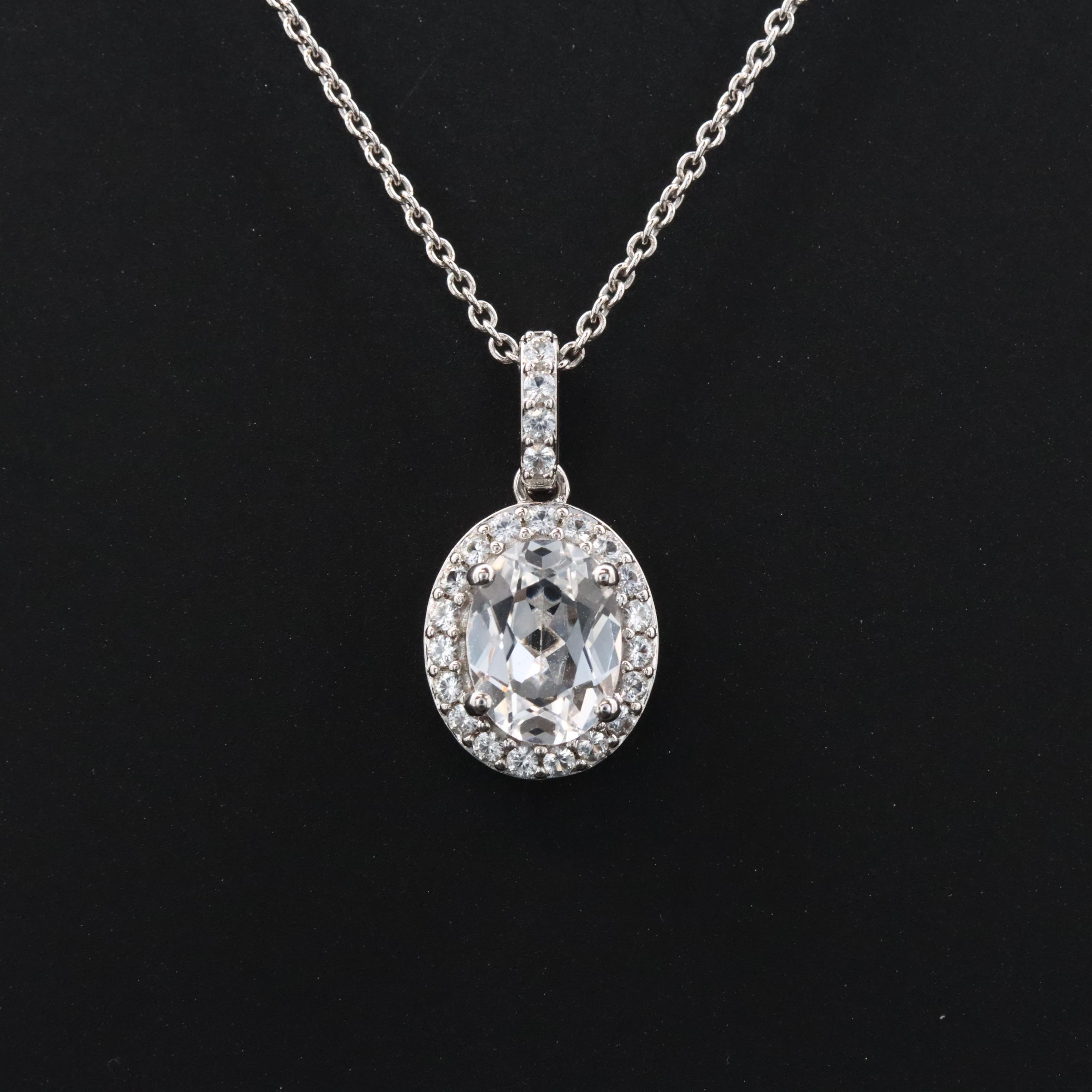 Sterling White Sapphire Pendant Necklace