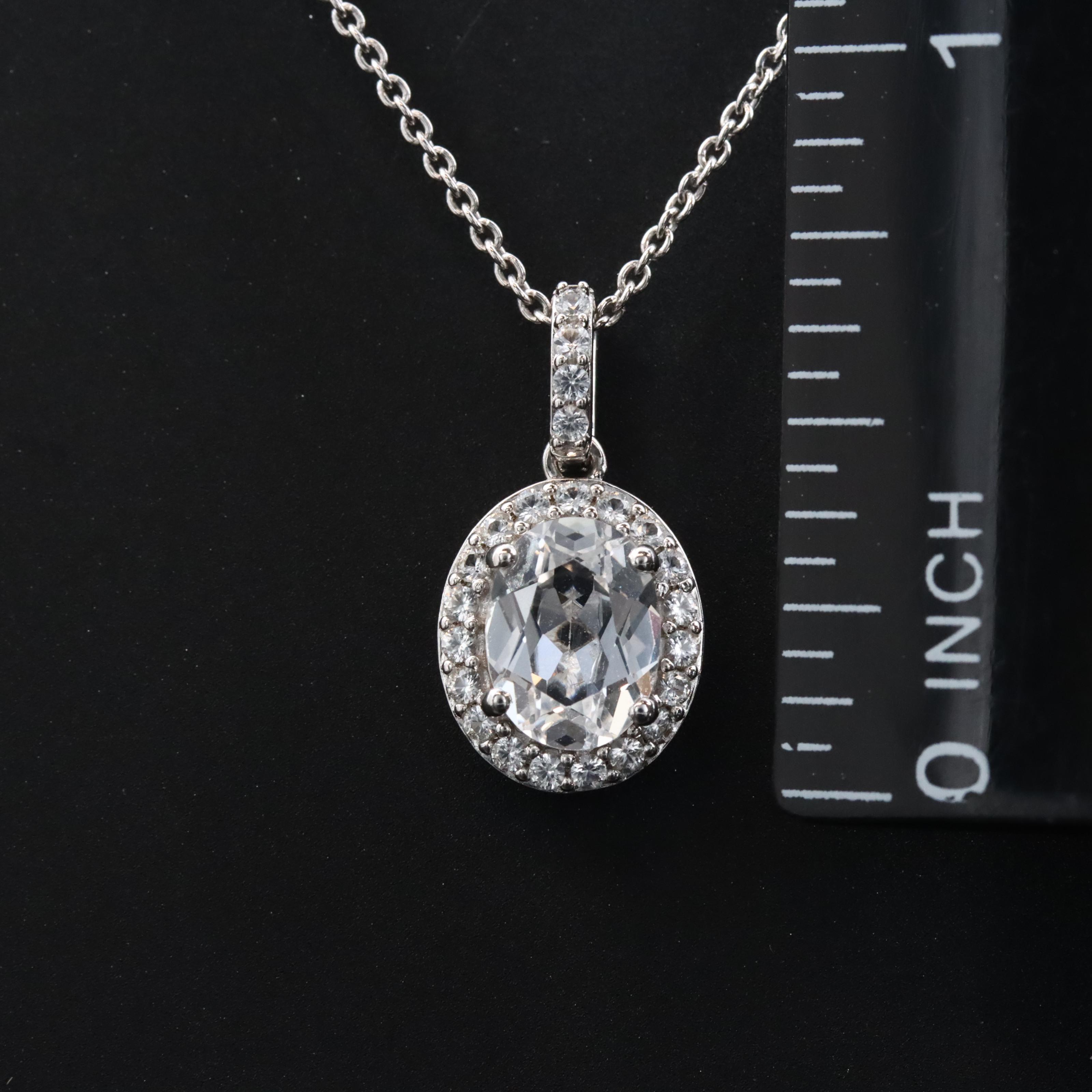 Sterling White Sapphire Pendant Necklace