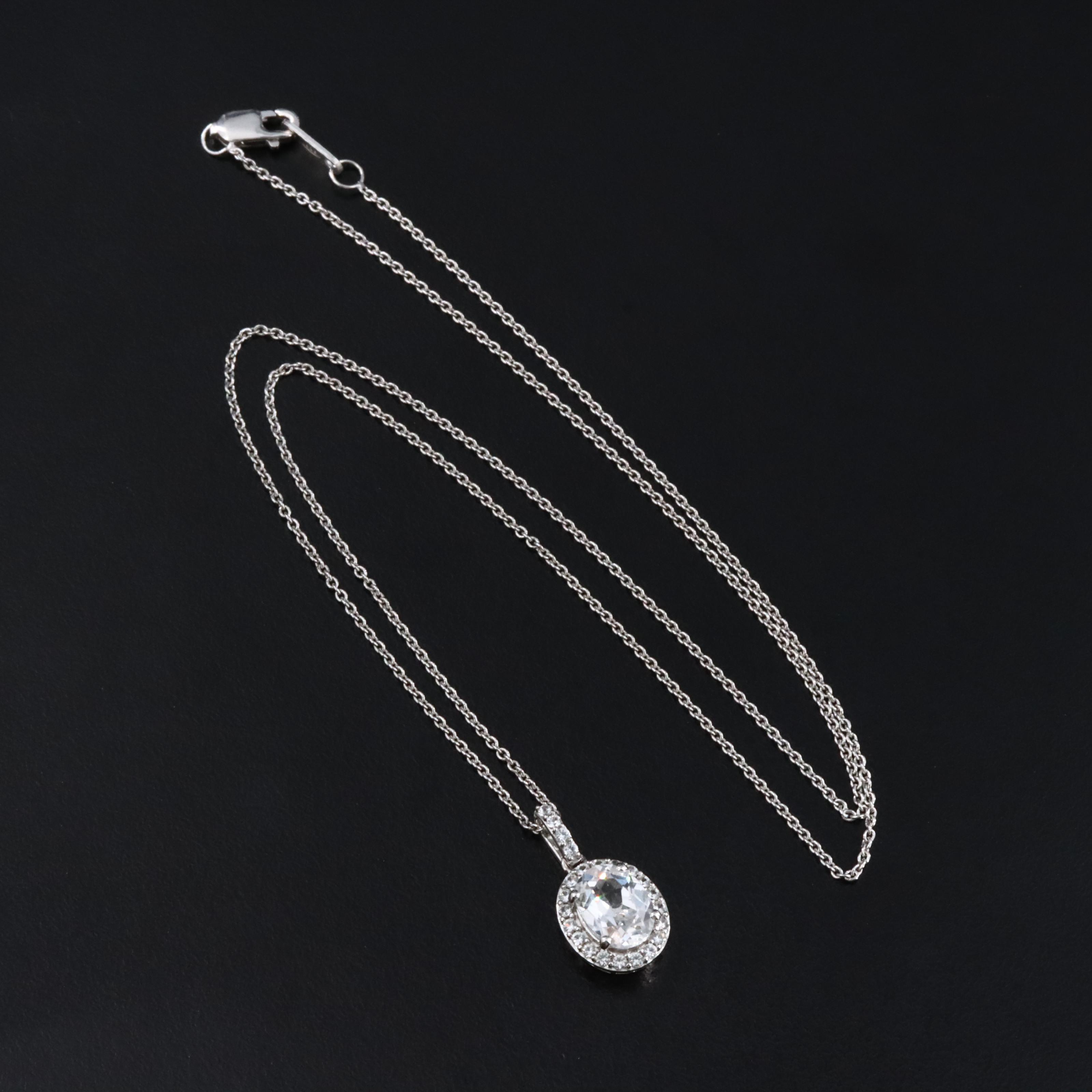 Sterling White Sapphire Pendant Necklace