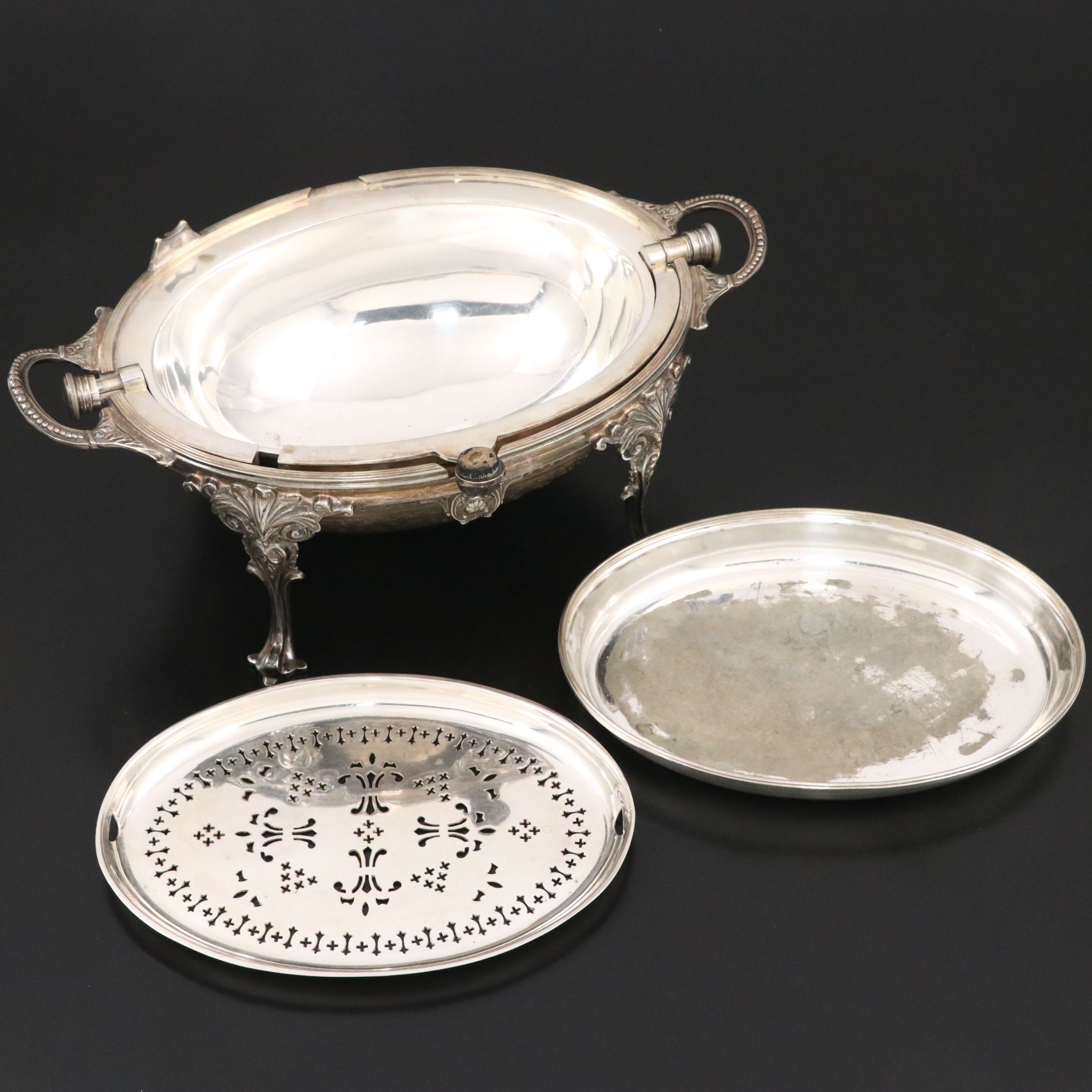 Edwardian Style Silver Plate Revolving Dome Buffet Server, Early 20th Century