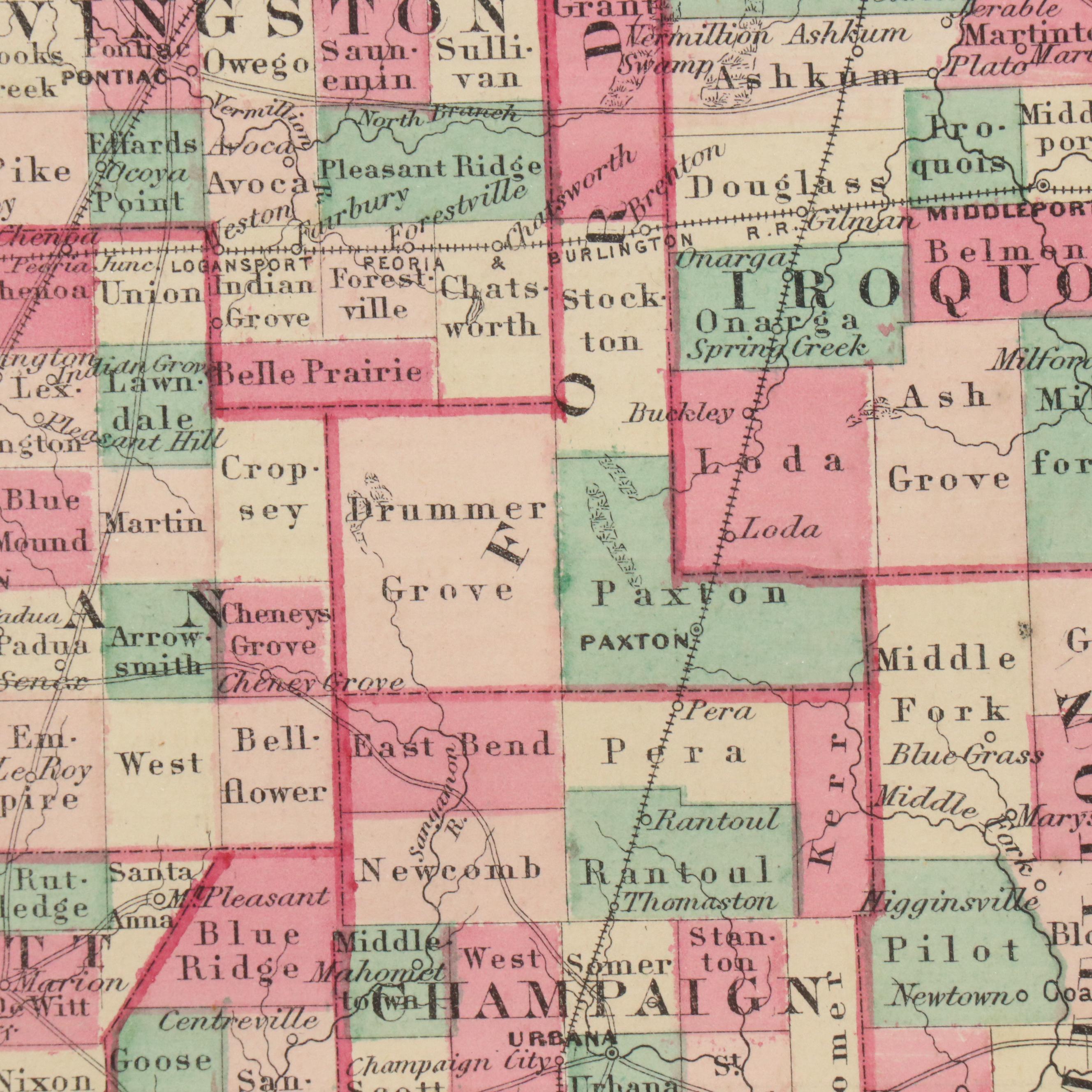 Hand-Colored Engraved County Map "Johnson's Illinois," Circa 1864
