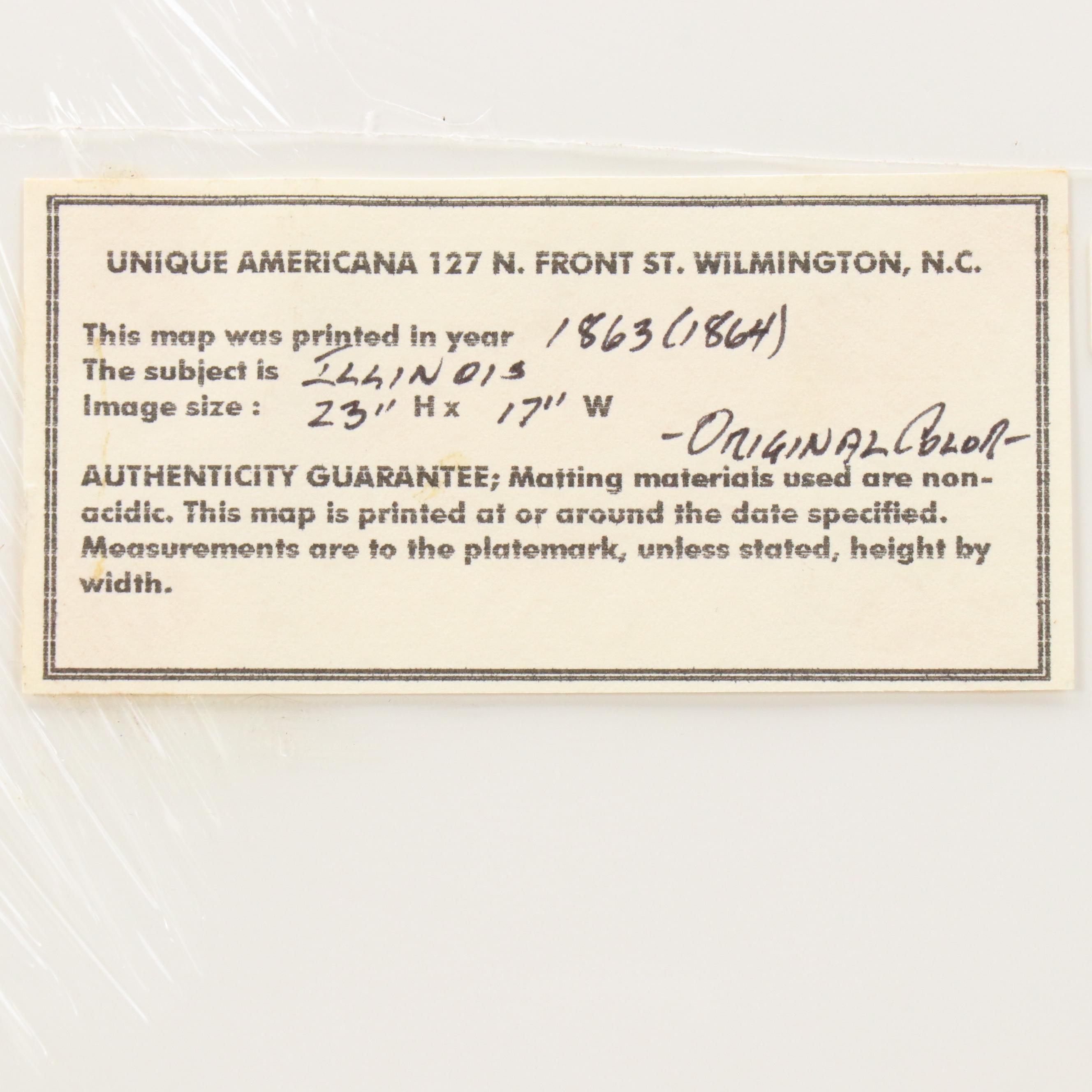 Hand-Colored Engraved County Map "Johnson's Illinois," Circa 1864