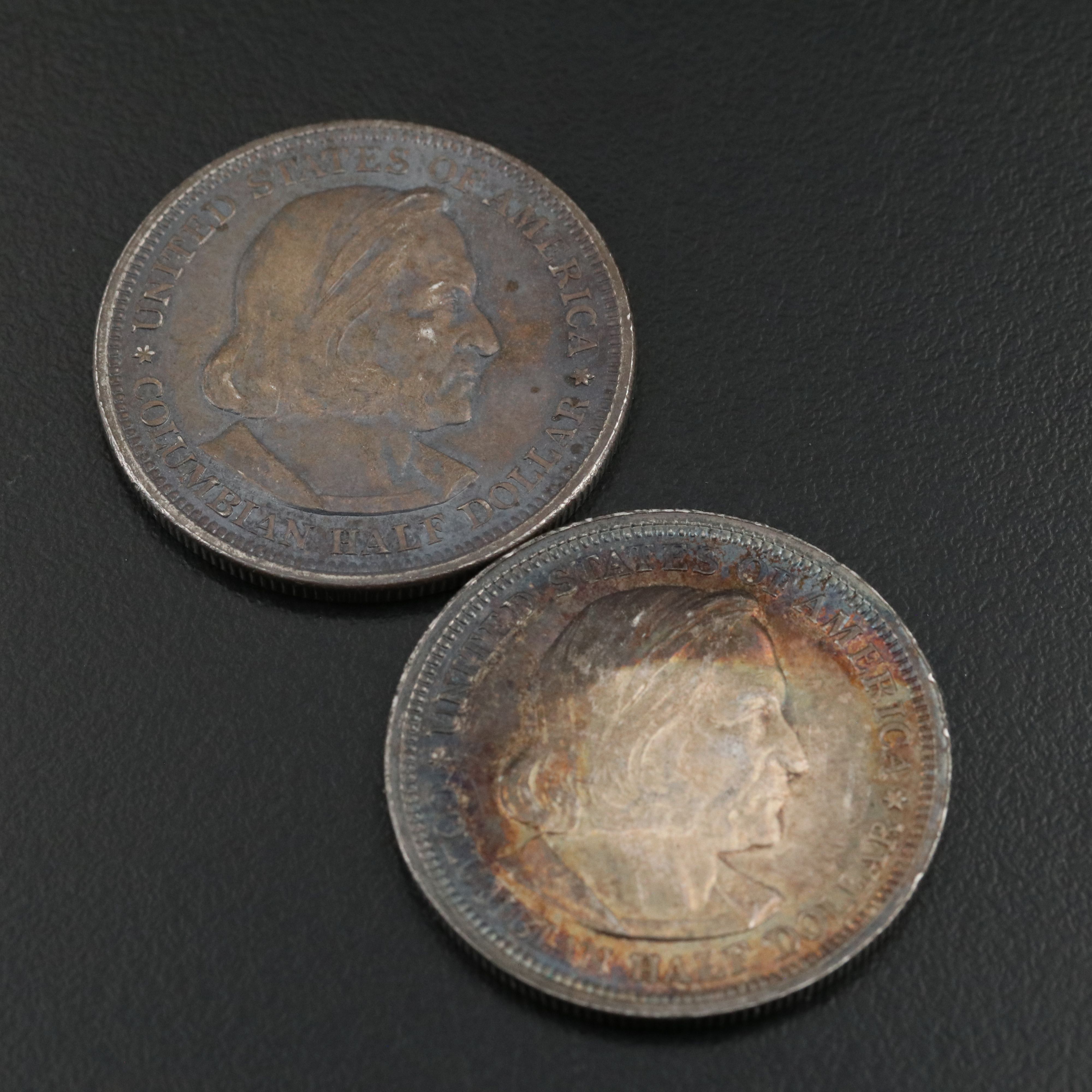 Two Colombian Commemorative Silver Half Dollars 1892 and 1893