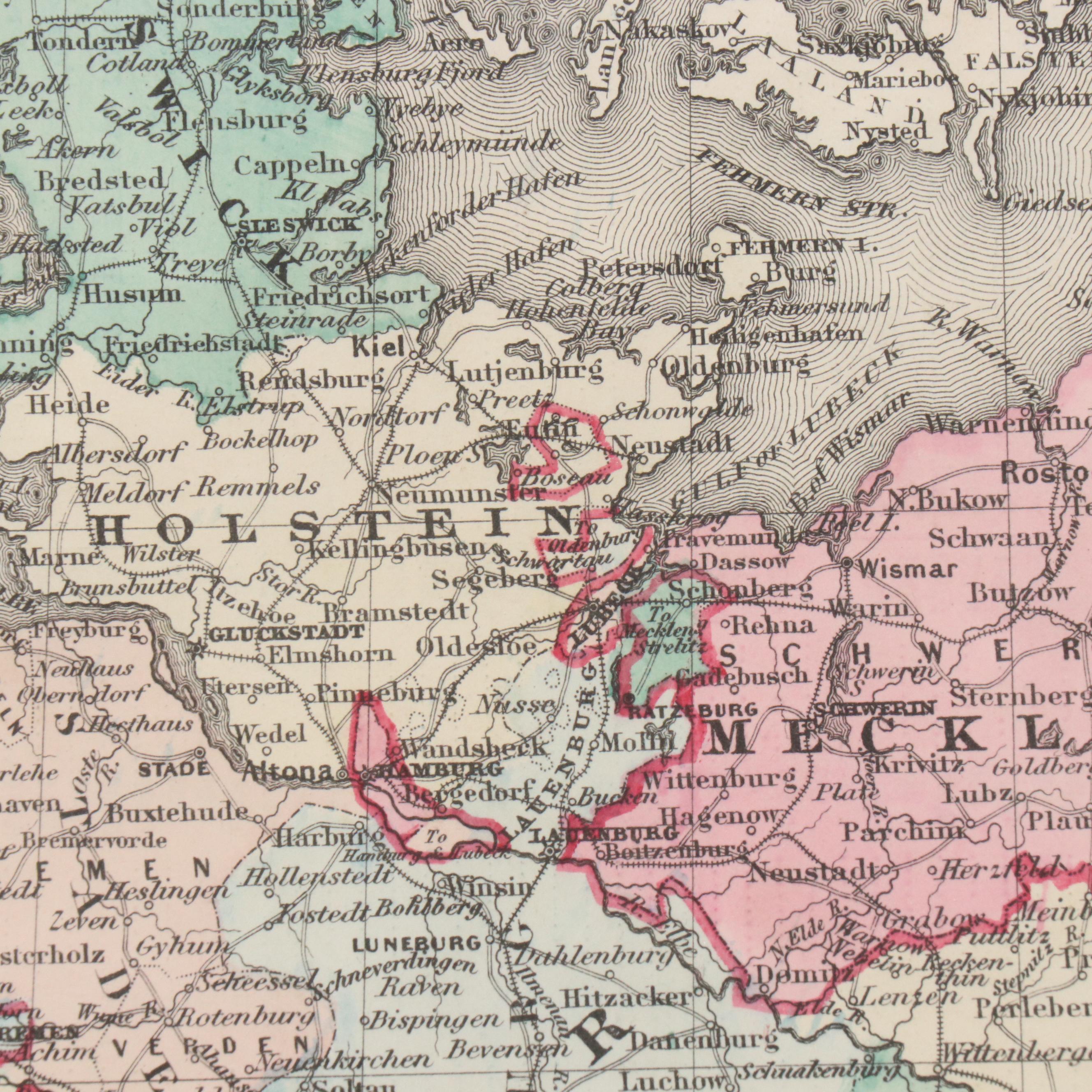 Hand-Colored Engraved Map "Johnson's Empire of Germany," Circa 1870