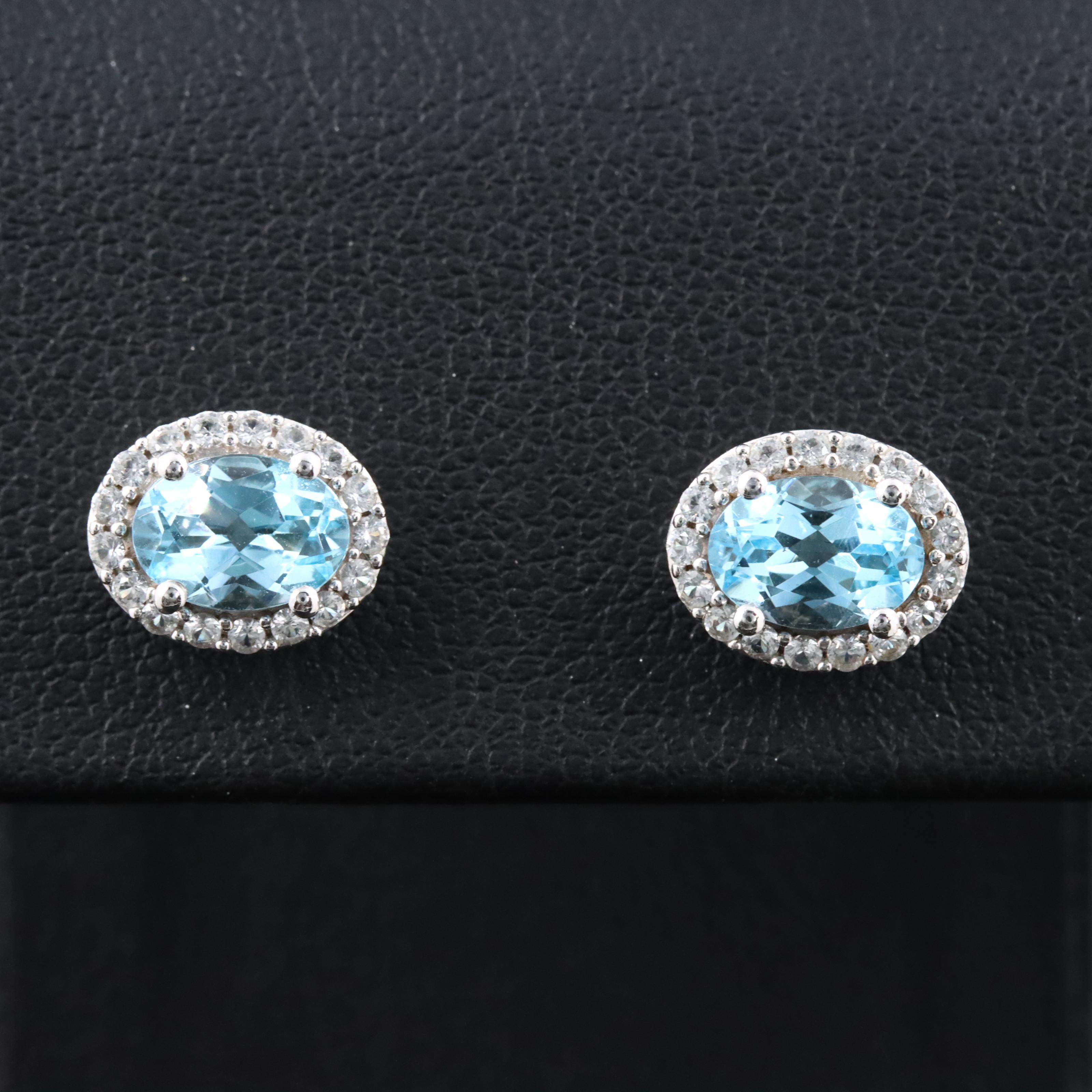 Sterling Blue Topaz and White Sapphire Earrings