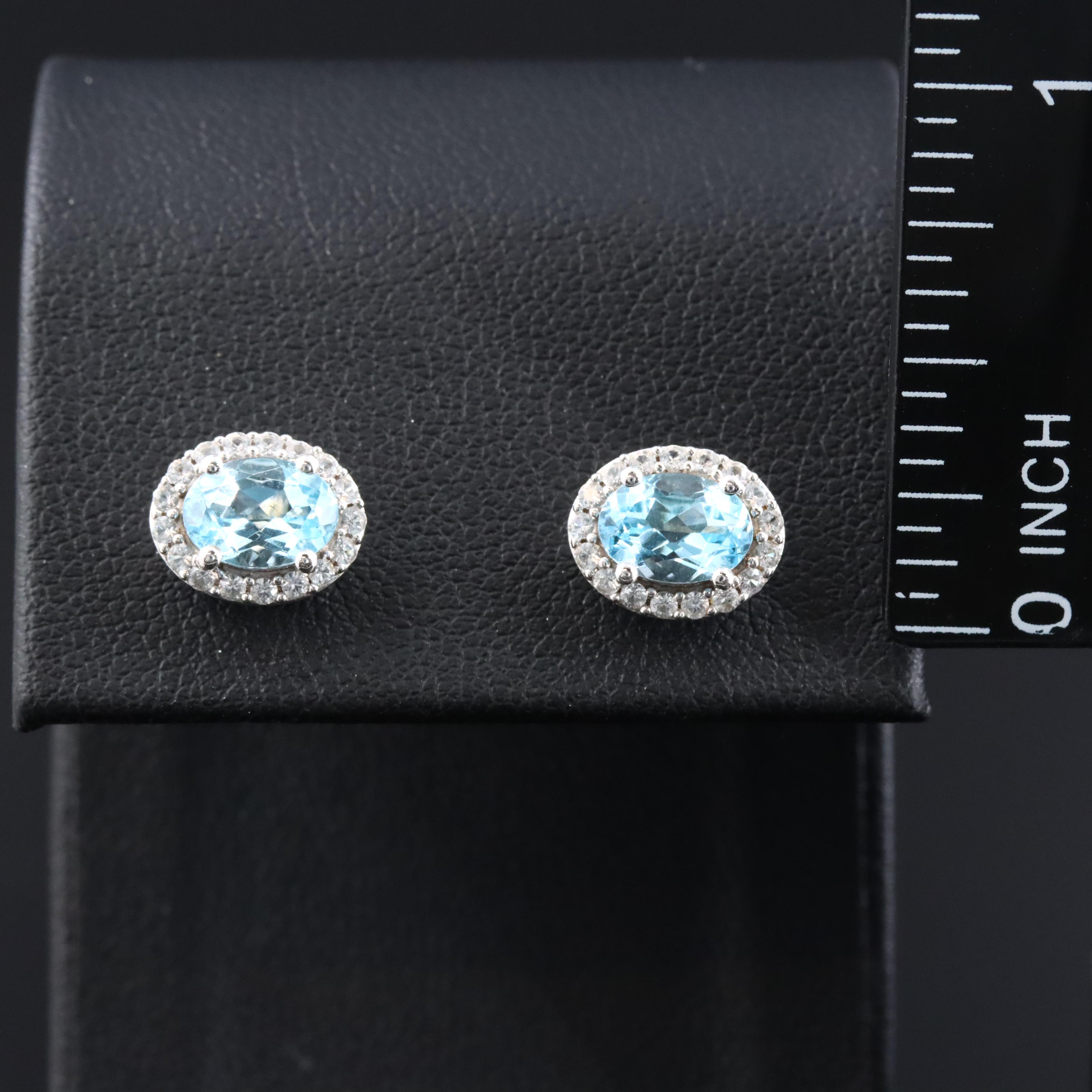 Sterling Blue Topaz and White Sapphire Earrings
