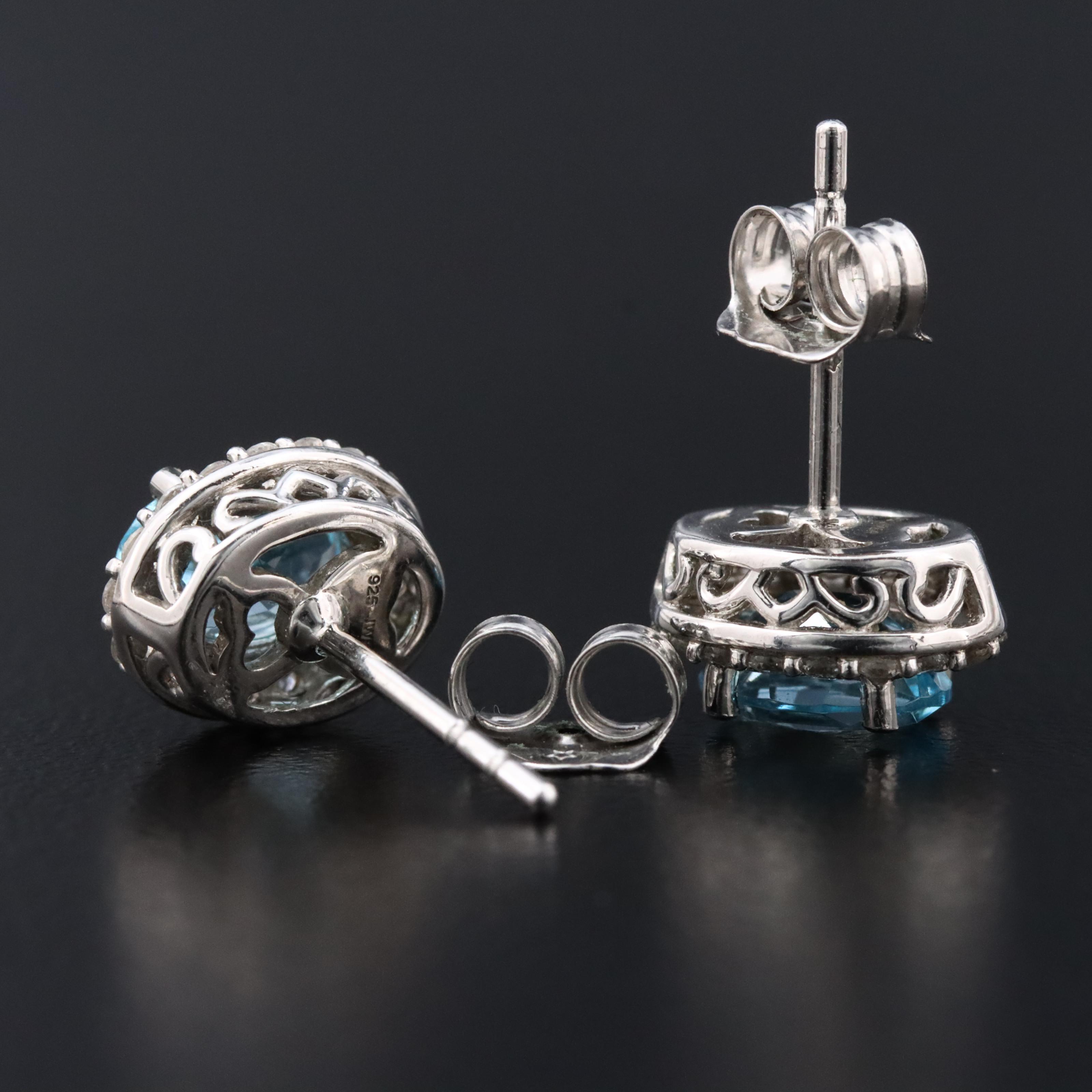 Sterling Blue Topaz and White Sapphire Earrings