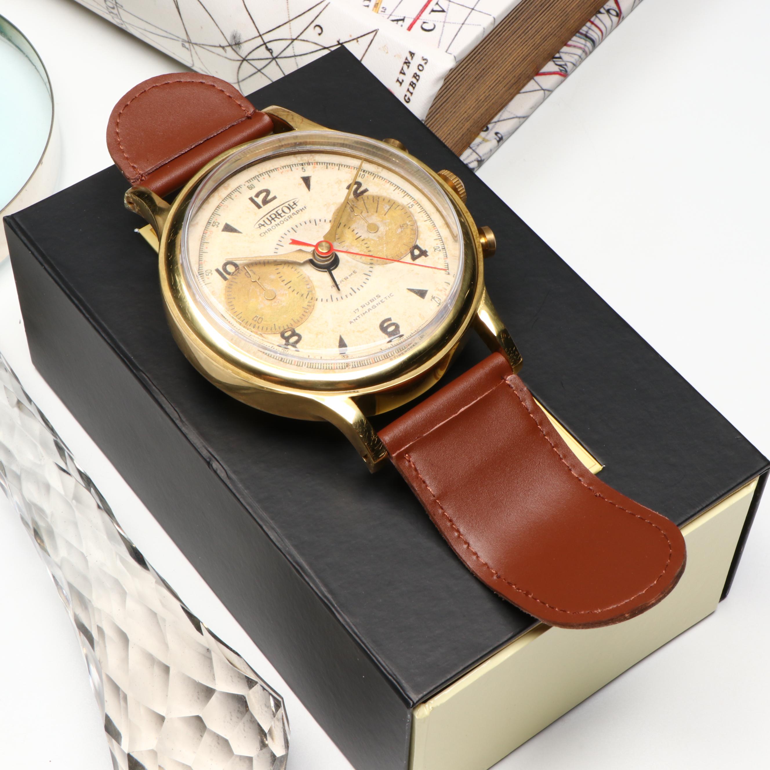 Timeworks Aureole Wristwatch-Shaped Clock with Magnifying Lens and Book Boxes