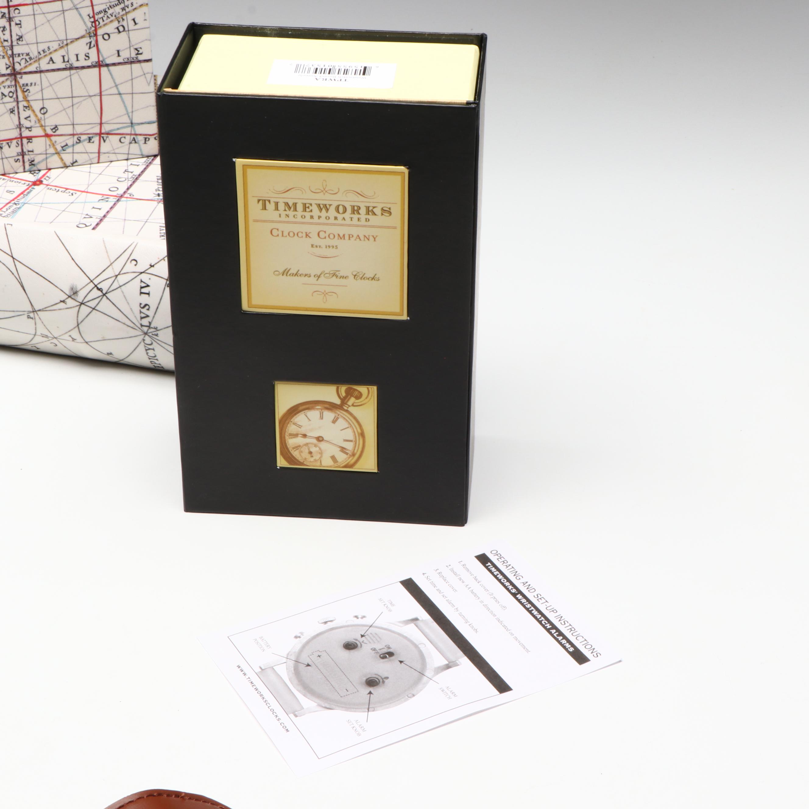 Timeworks Aureole Wristwatch-Shaped Clock with Magnifying Lens and Book Boxes