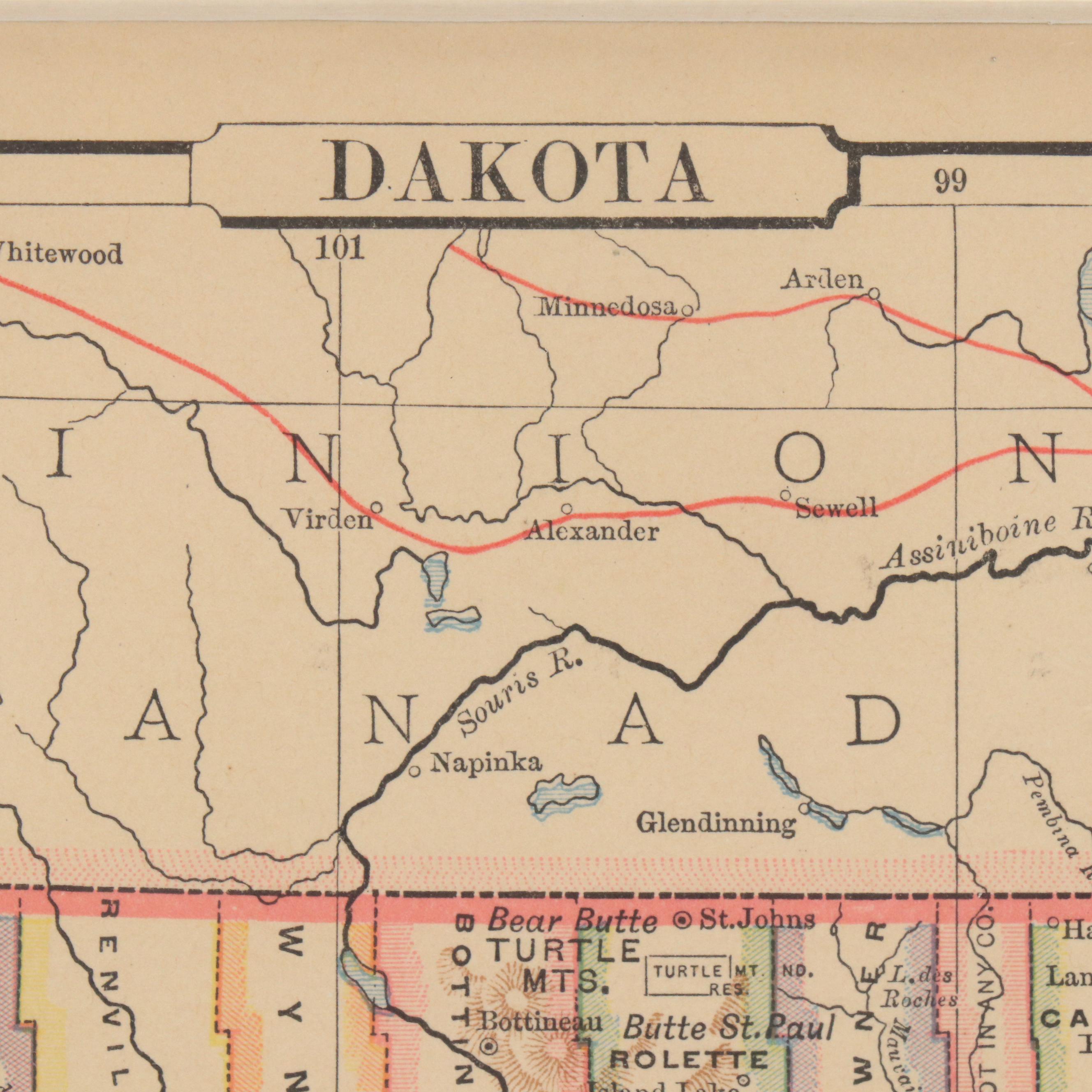 Wax Engraved Maps "Dakota" and "Physical Map of North America"