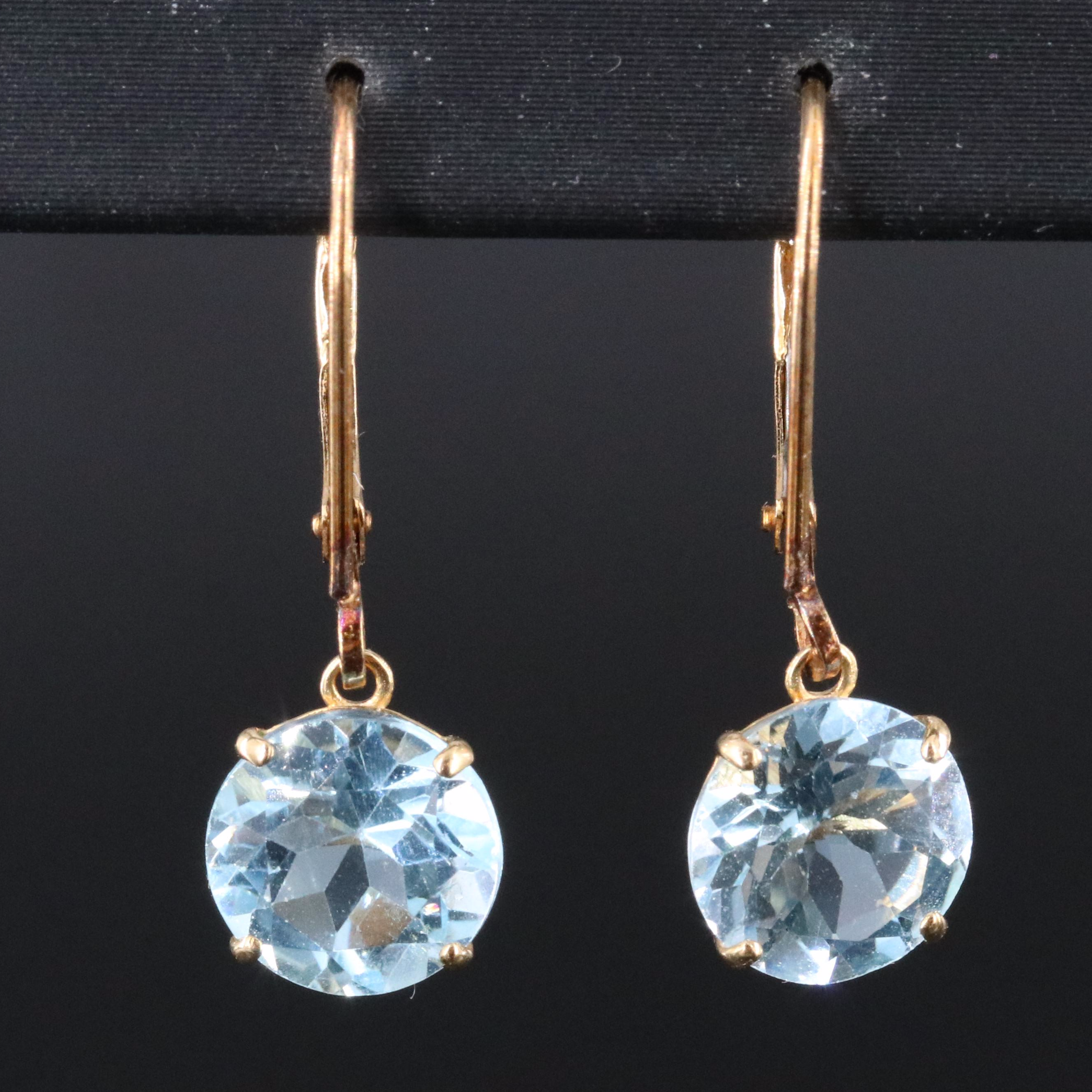 14K Blue Topaz Drop Earrings