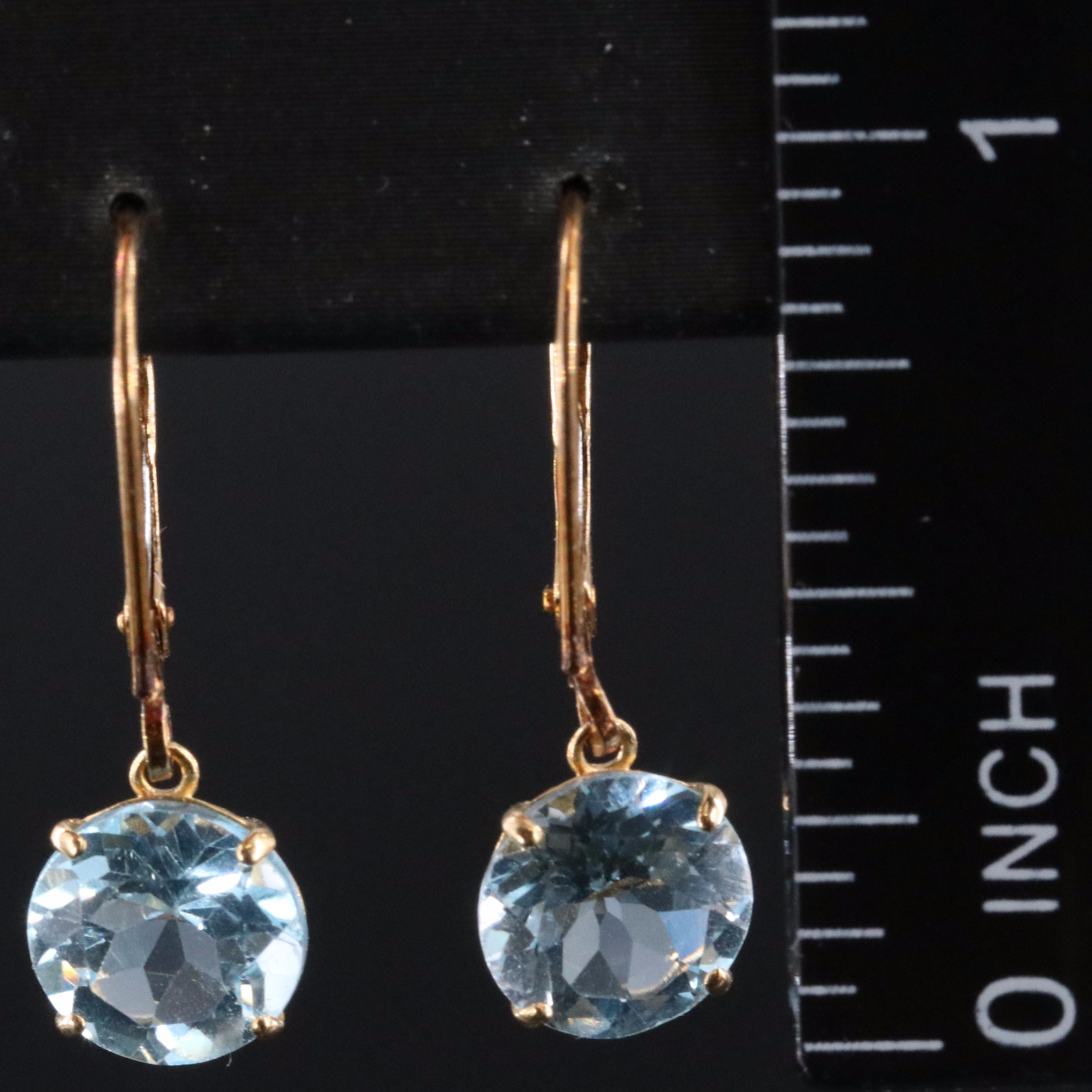 14K Blue Topaz Drop Earrings