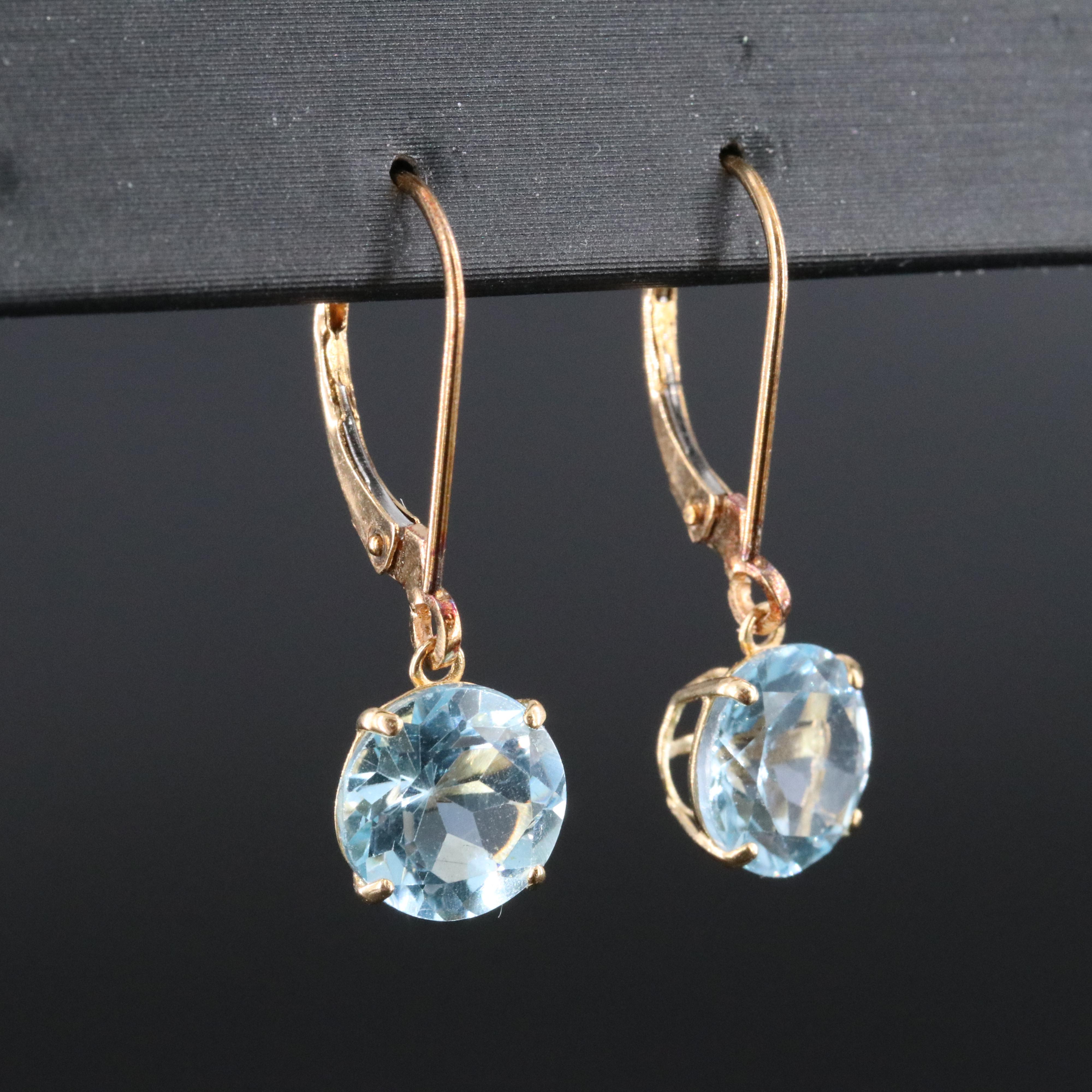 14K Blue Topaz Drop Earrings