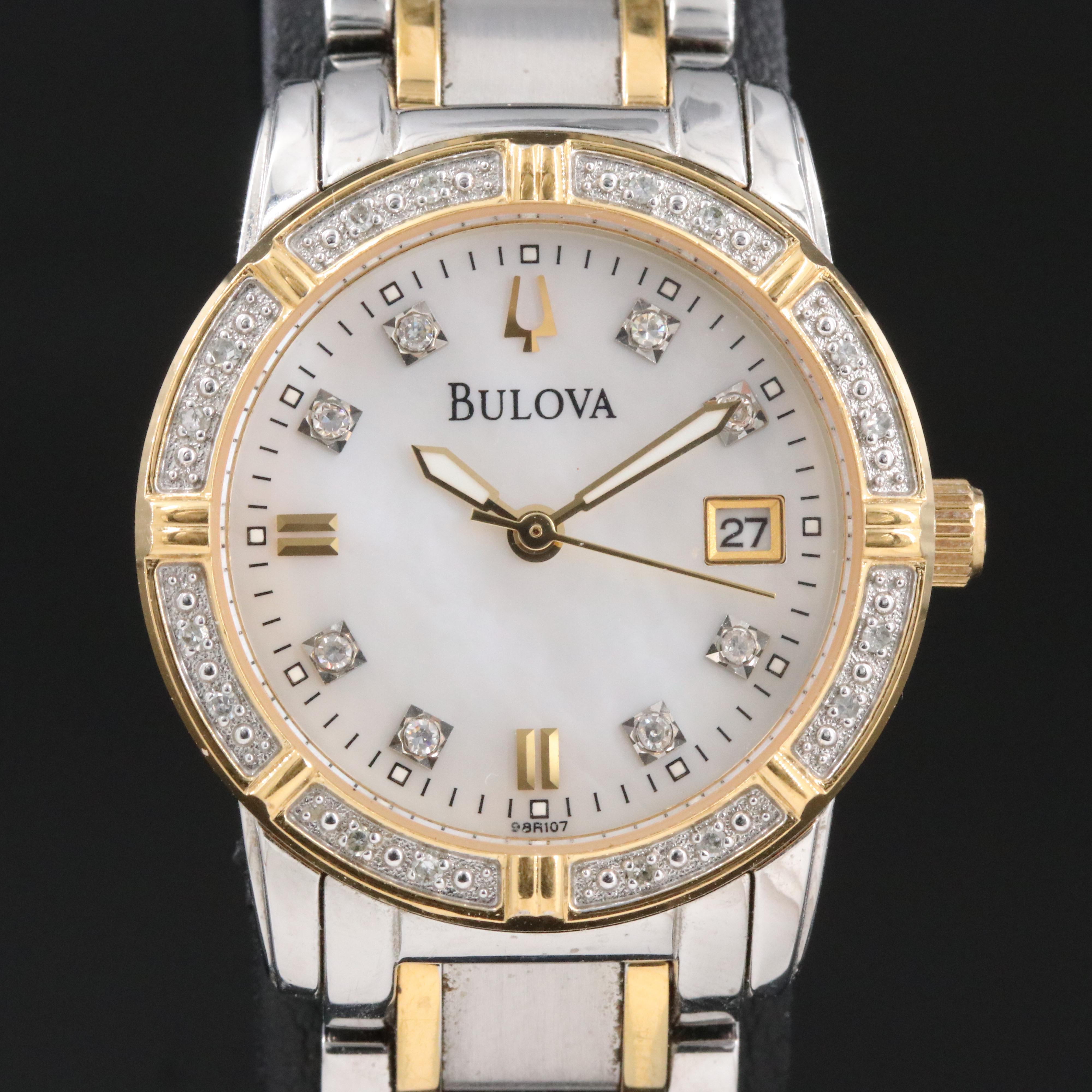 Bulova Mother-of-Pearl, Diamond Dial and Bezel C637452 Watch