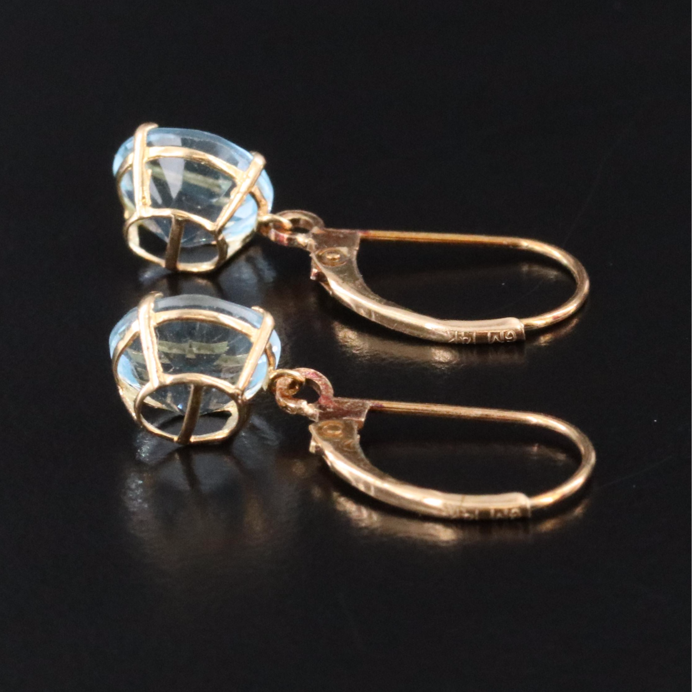 14K Blue Topaz Drop Earrings