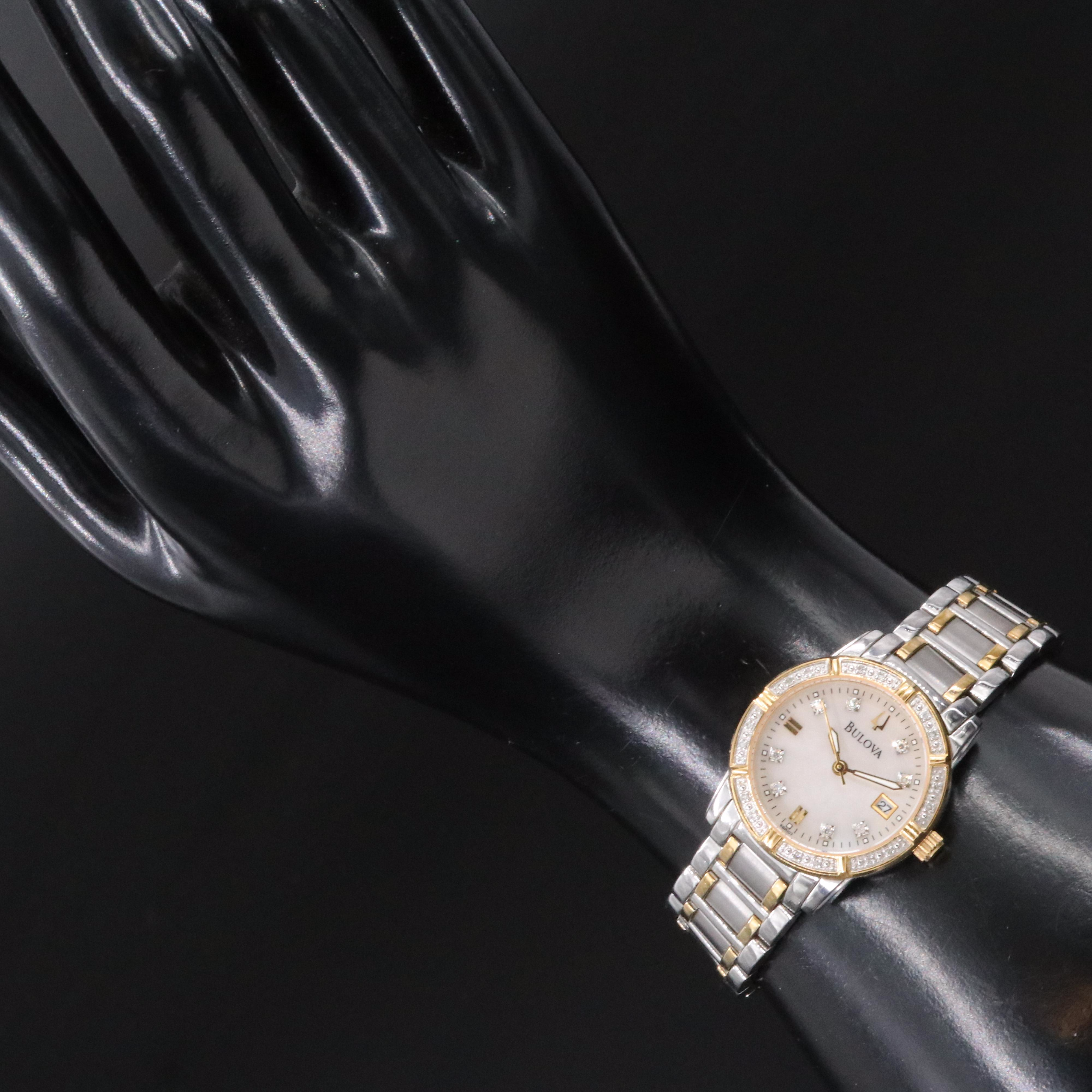 Bulova Mother-of-Pearl, Diamond Dial and Bezel C637452 Watch