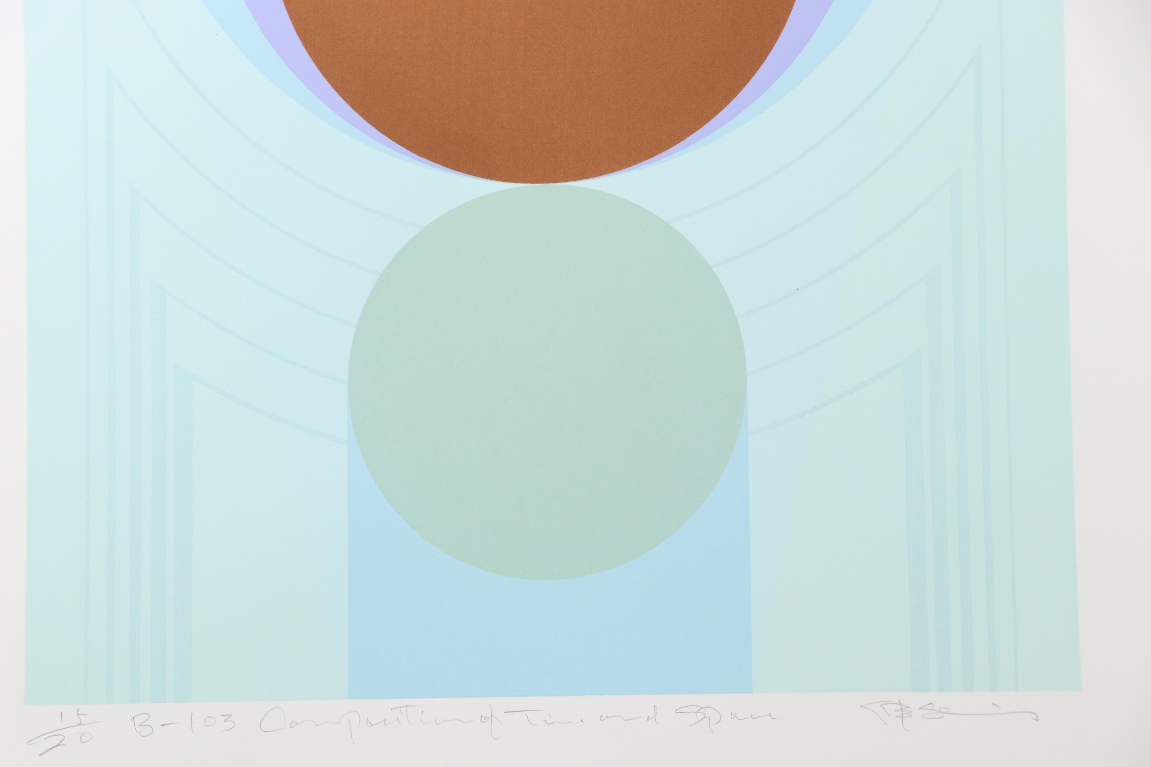 Nobuteru Shimotakahara Op Art Serigraph "Composition of Time and Space (B-103)"