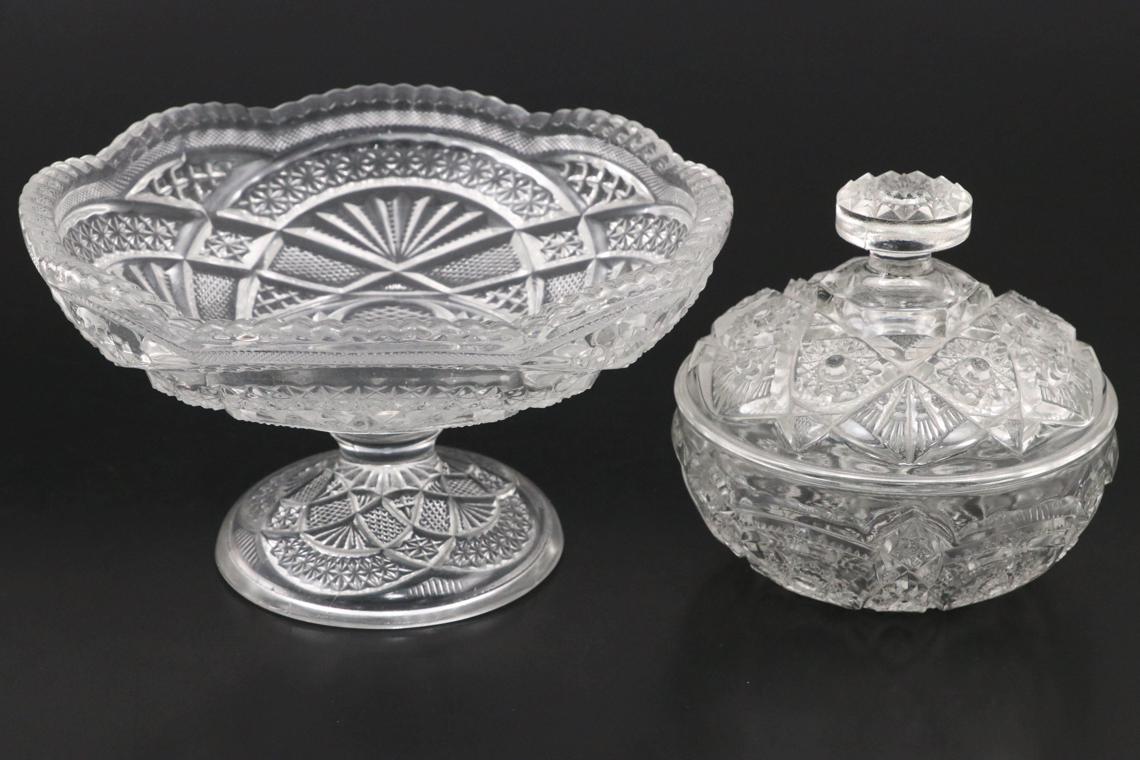 American Brilliant Cut Glass Decorative Bowl, Compote, and More Table Décor