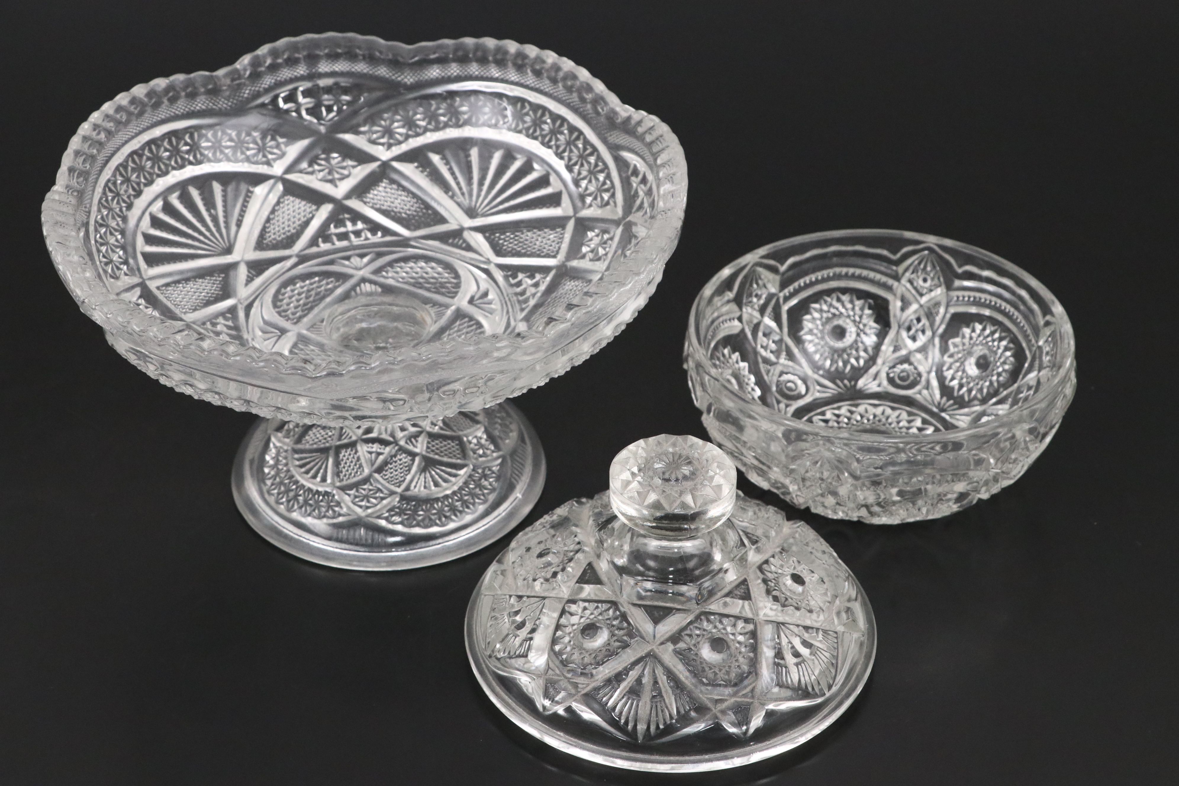 American Brilliant Cut Glass Decorative Bowl, Compote, and More Table Décor