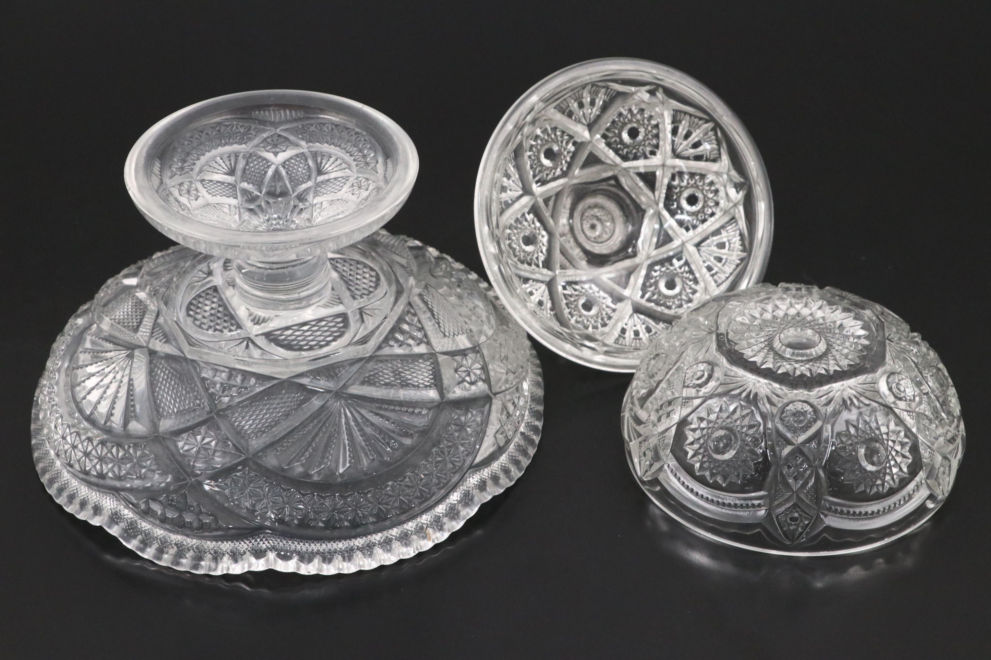 American Brilliant Cut Glass Decorative Bowl, Compote, and More Table Décor