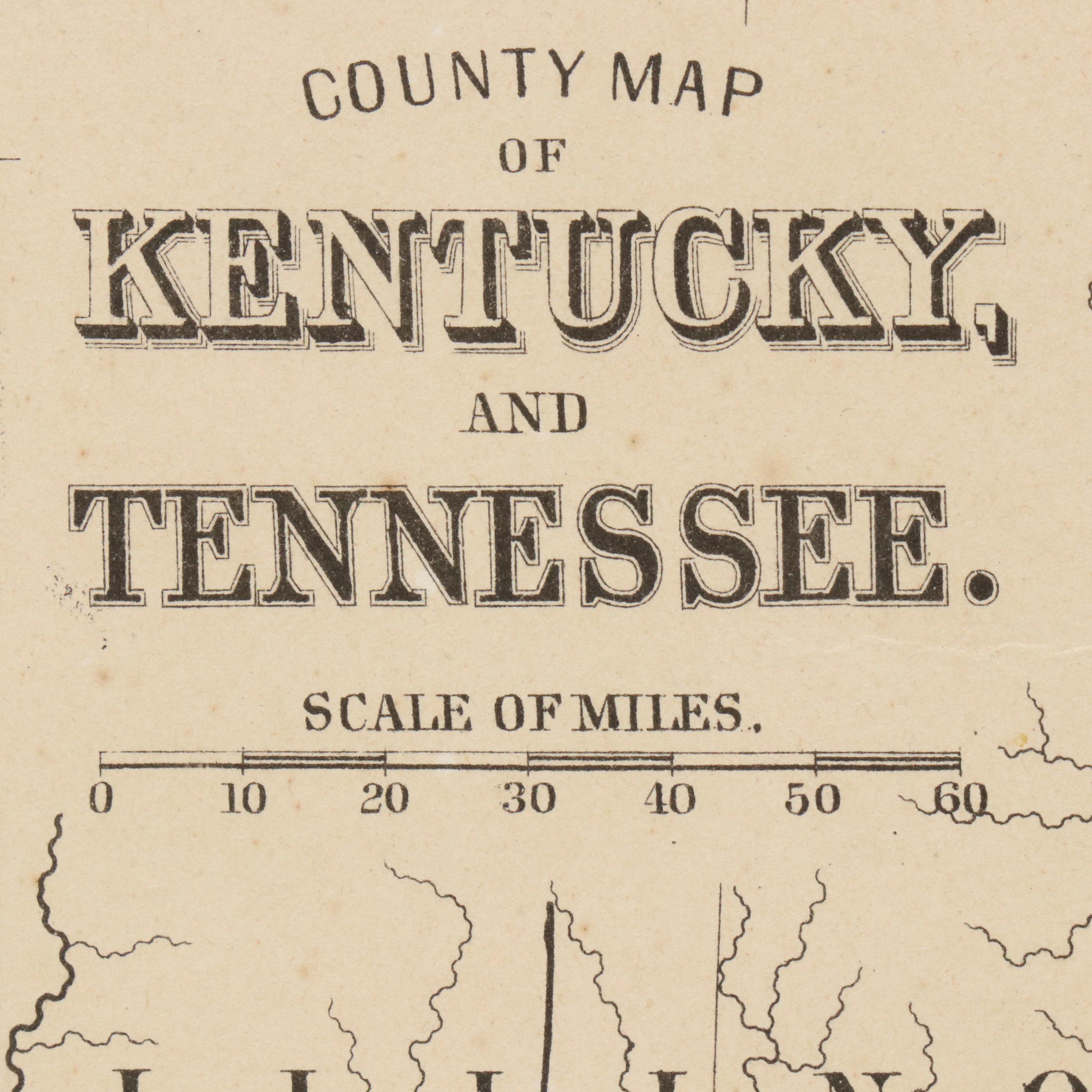 Hand-Colored Engraved Map "County Map of Kentucky and Tennessee," c. 1871