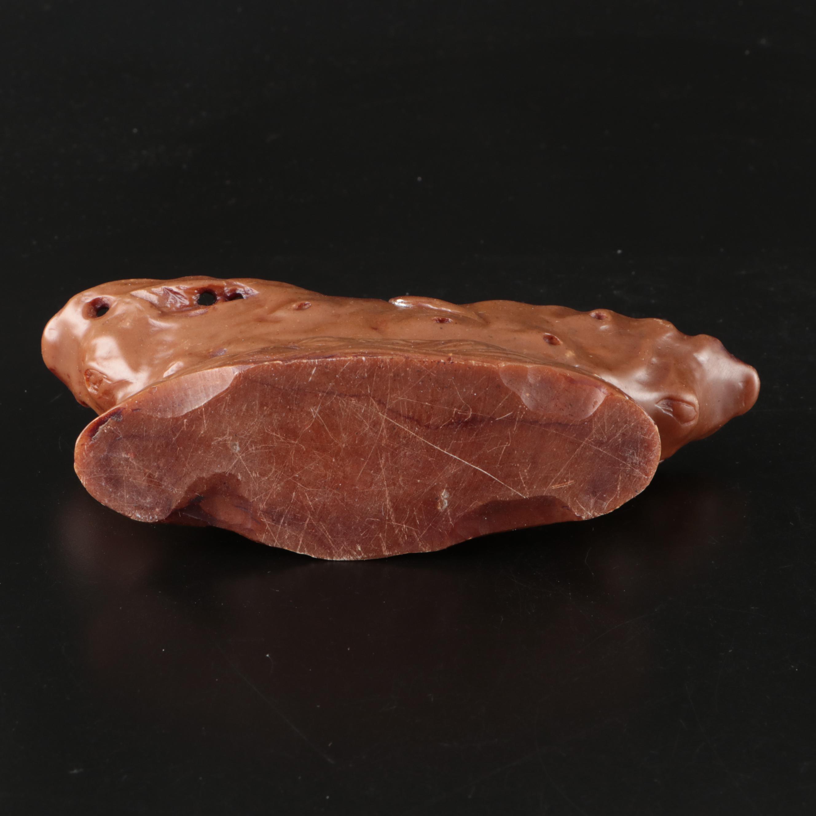 Schmid-60 Porcelain Demitasse Cups and Saucers with Carved Stone Figurine