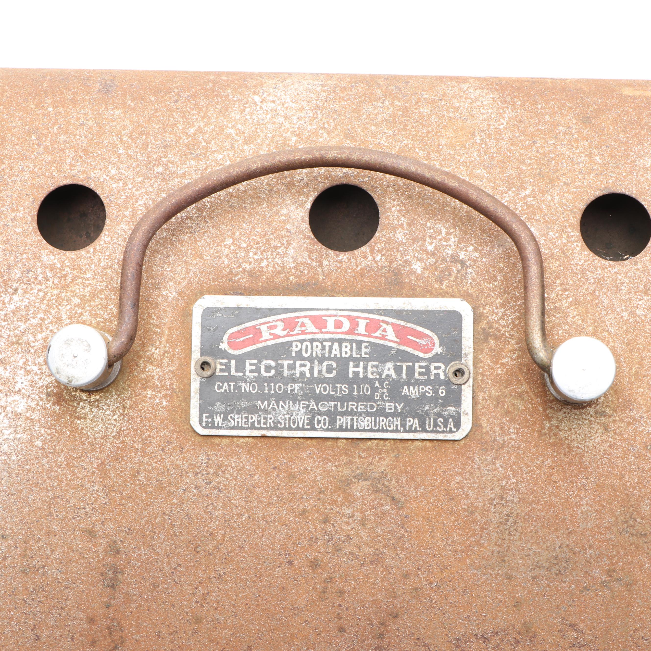 Radia Cast Iron Portable Electric Heater, Early to Mid-20th Century