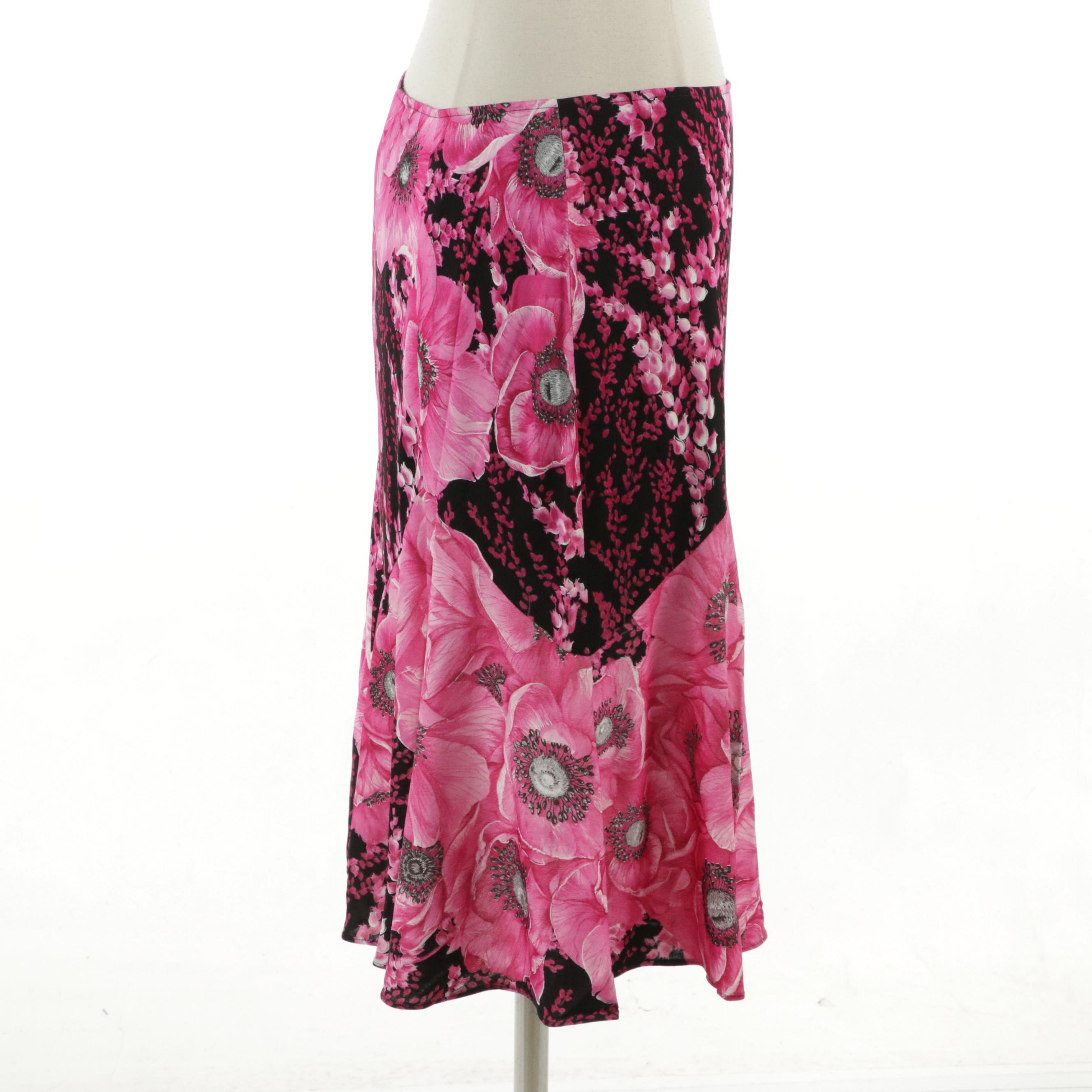 Gianni Versace Couture Floral Print Midi Skirt