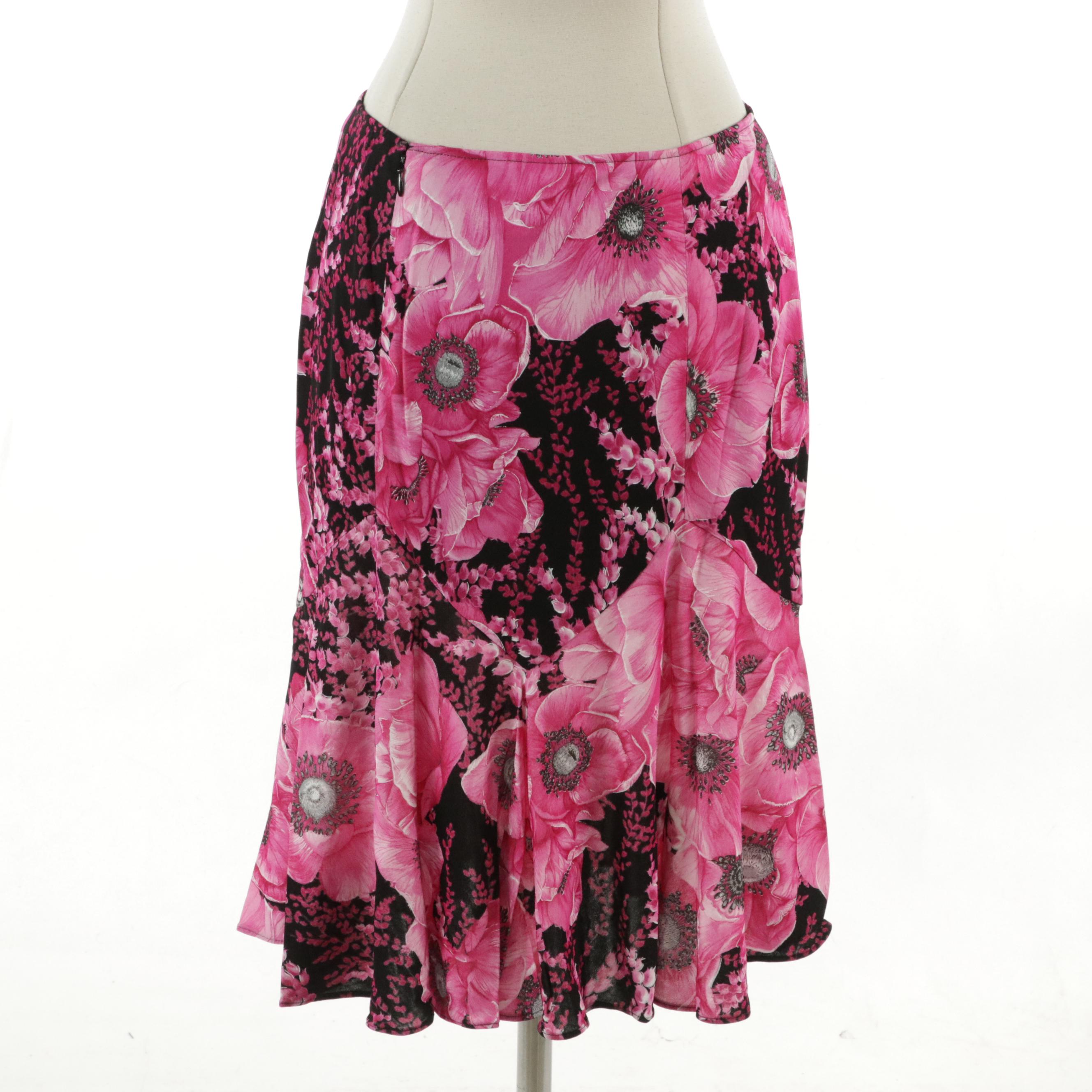 Gianni Versace Couture Floral Print Midi Skirt