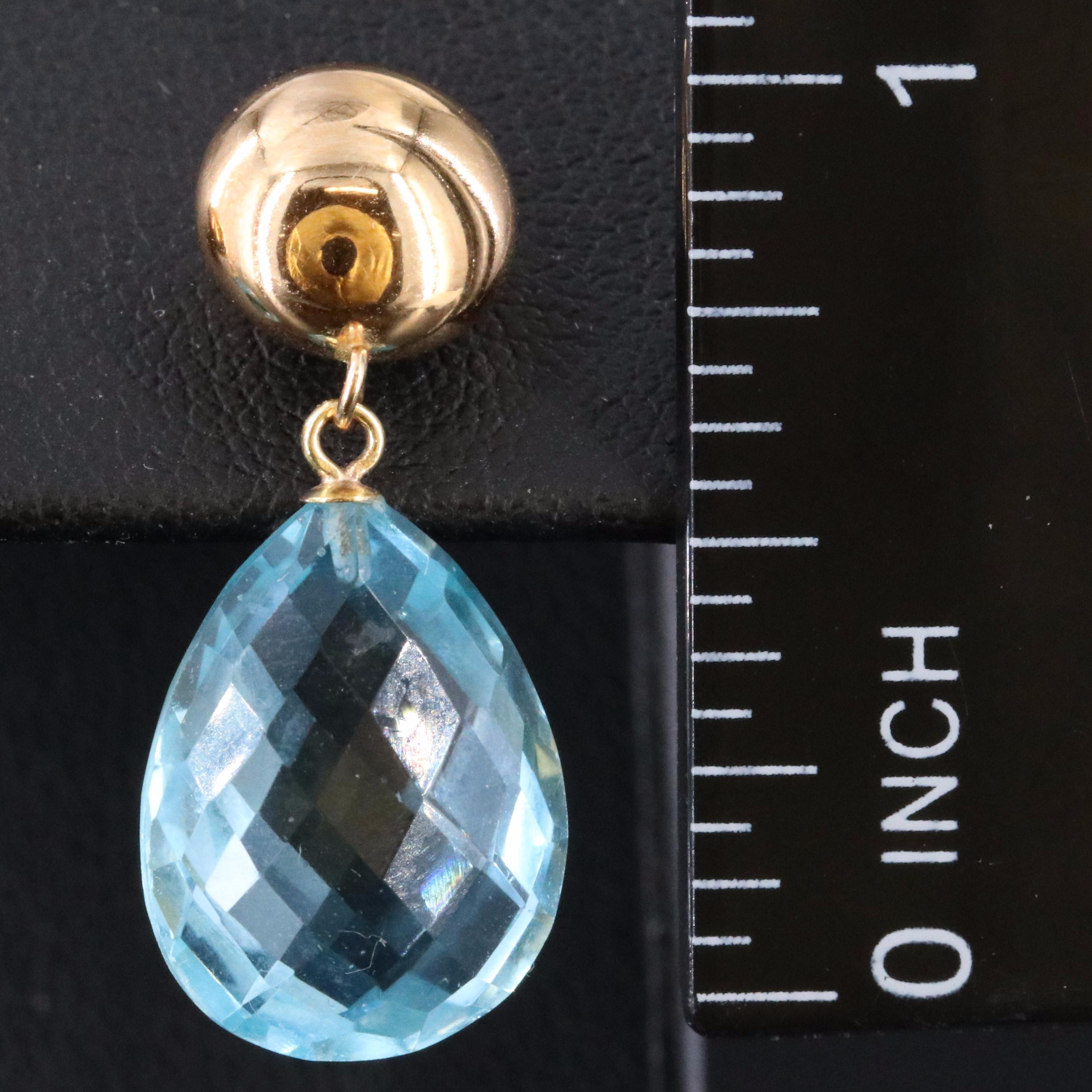 14K Blue Topaz Teardrop Earrings