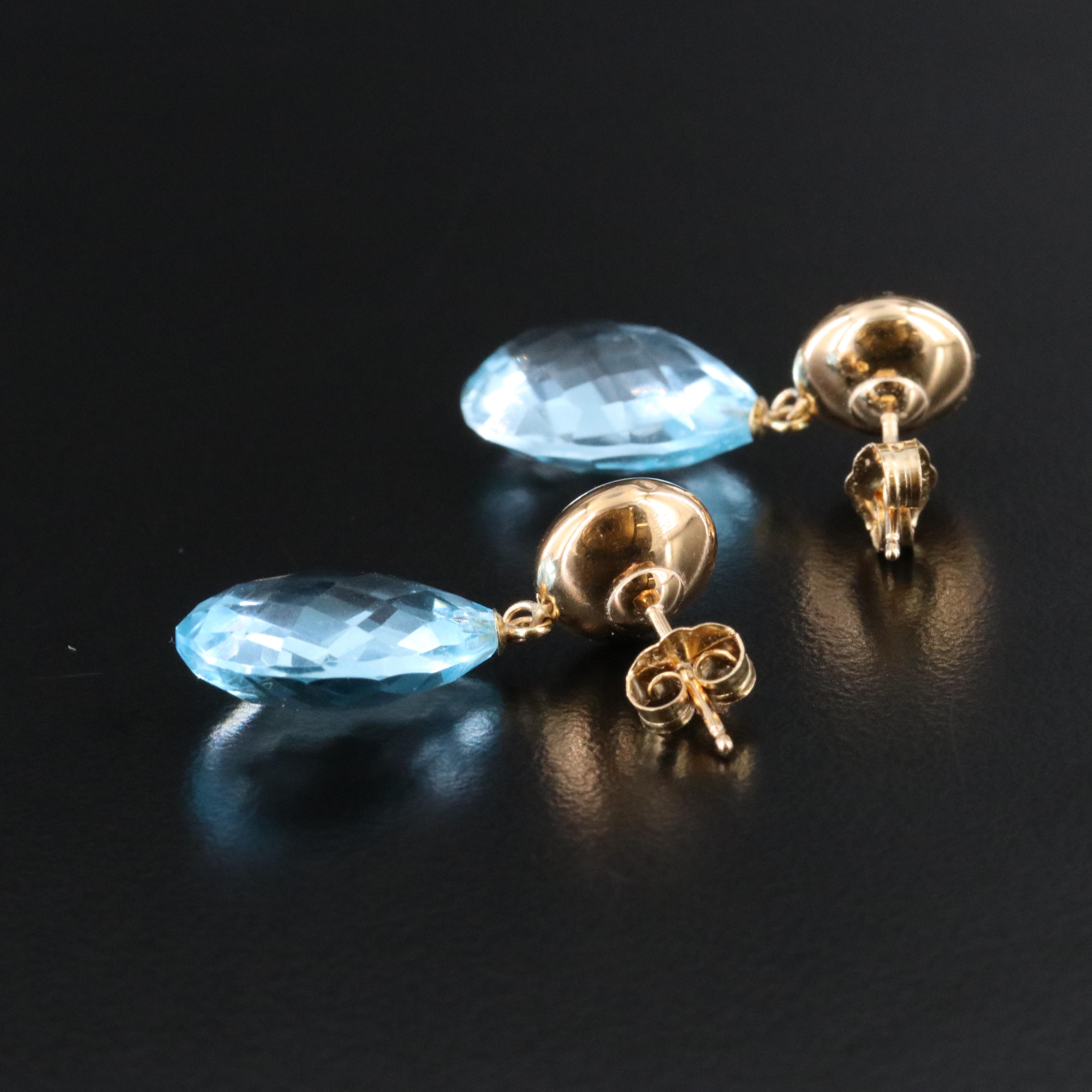 14K Blue Topaz Teardrop Earrings