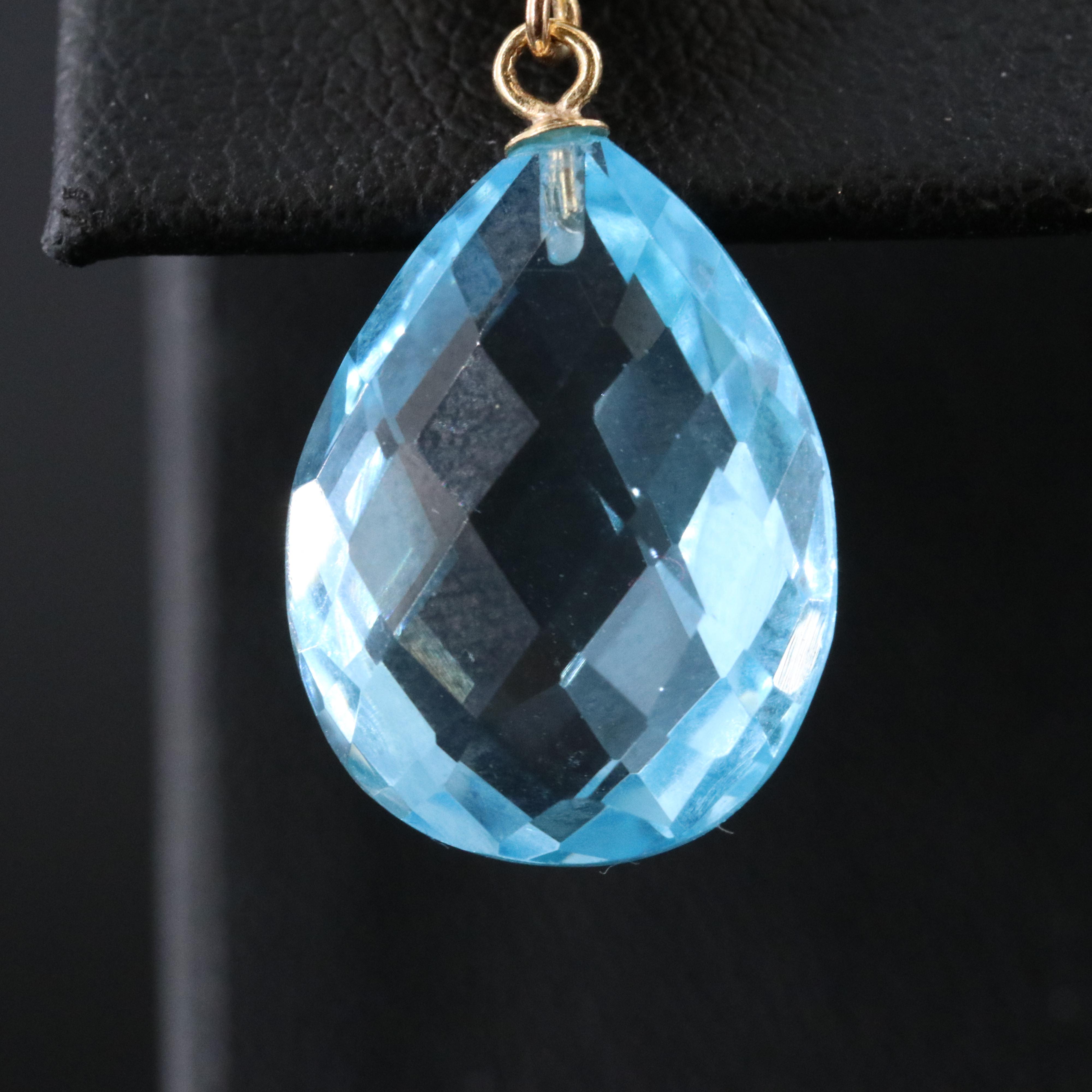 14K Blue Topaz Teardrop Earrings
