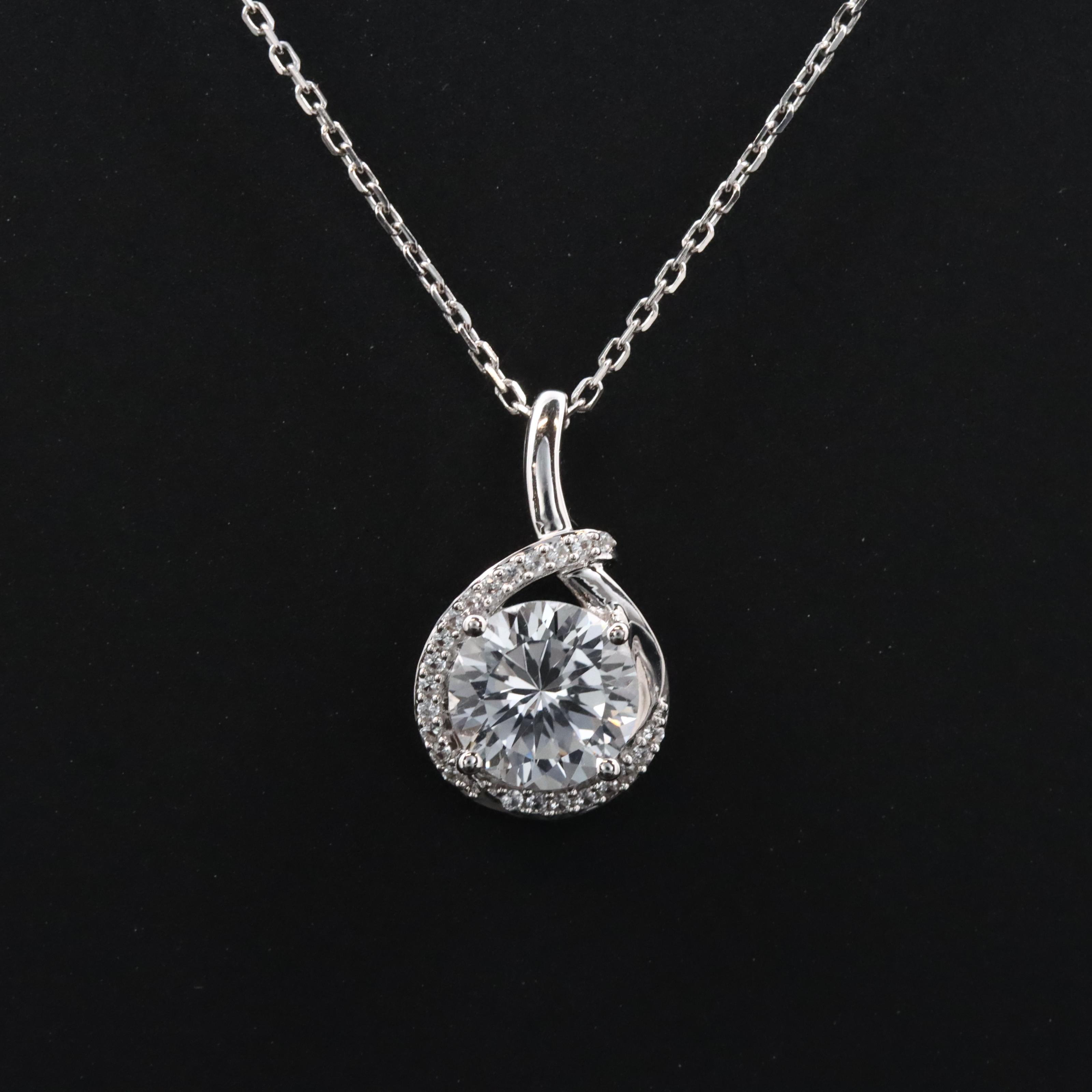 Sterling White Sapphire Pendant Necklace