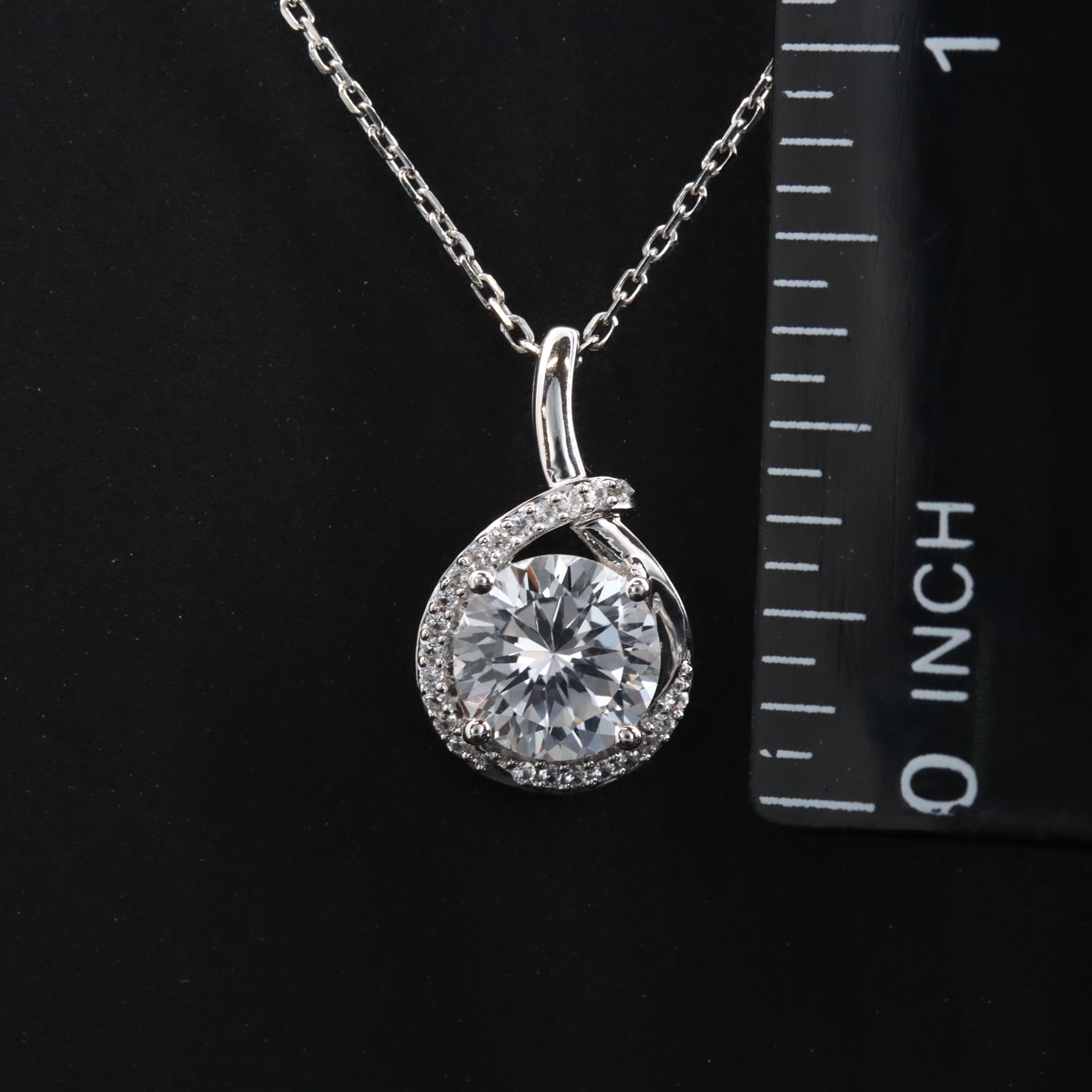 Sterling White Sapphire Pendant Necklace
