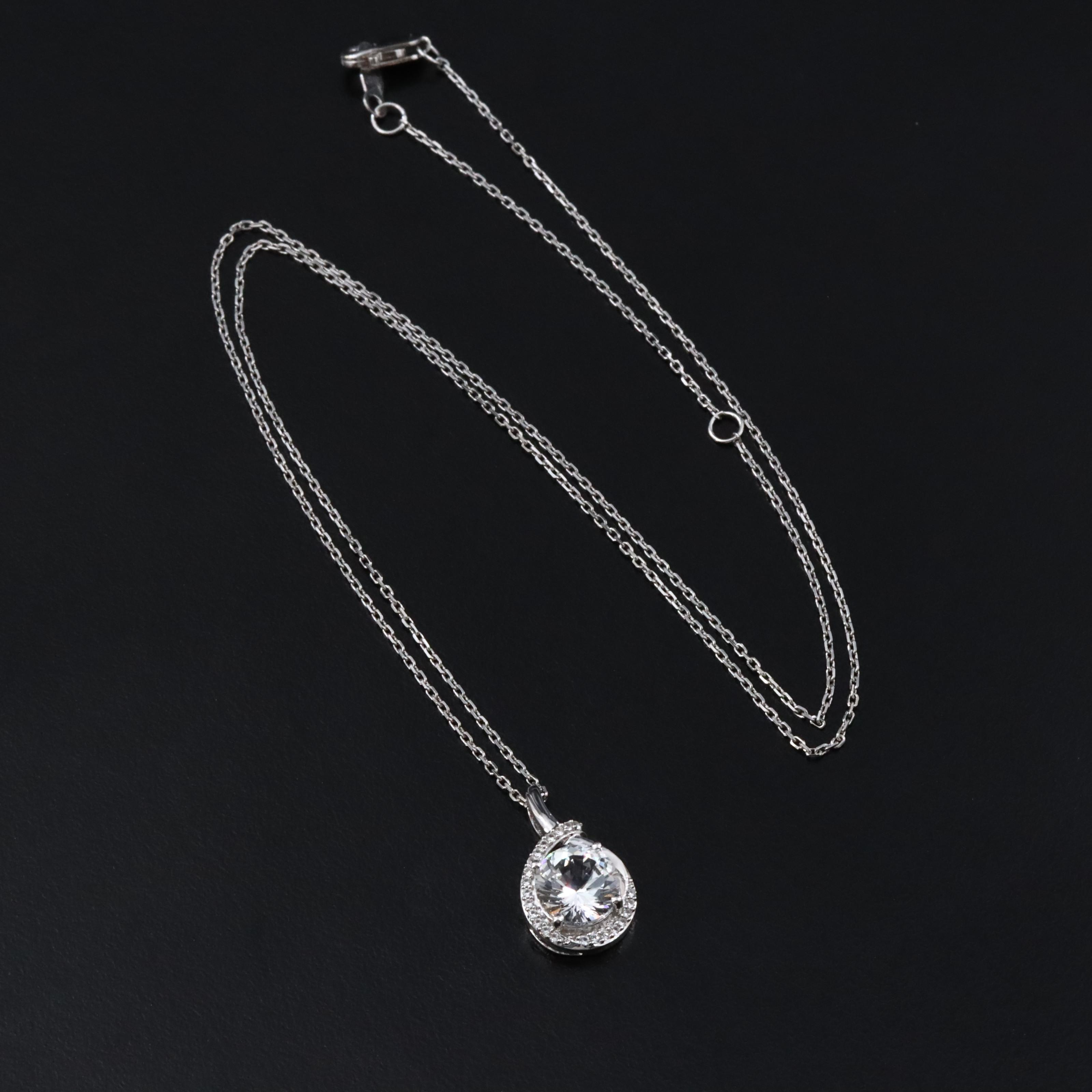 Sterling White Sapphire Pendant Necklace