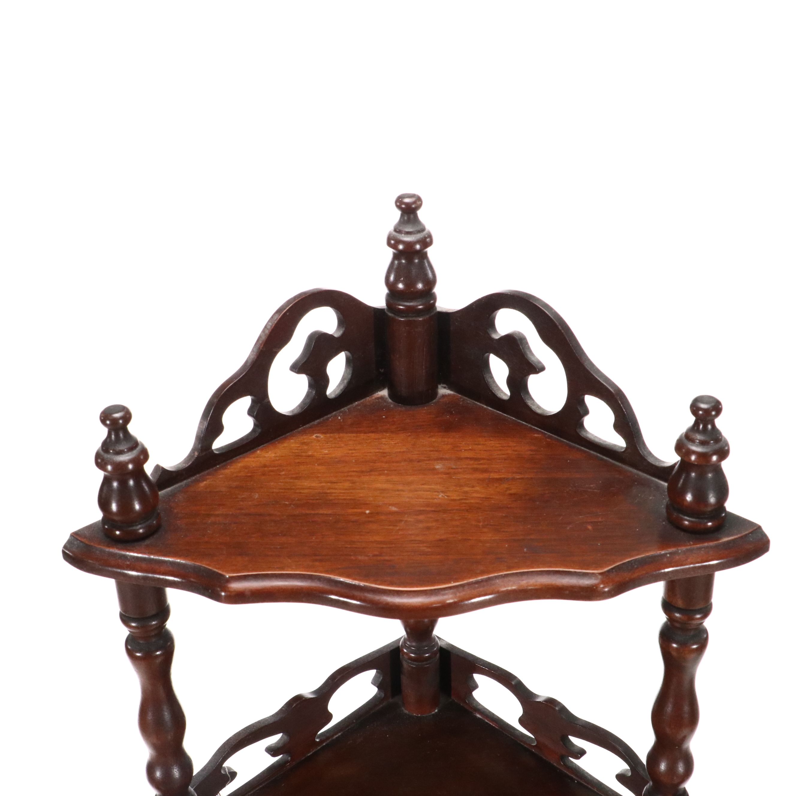 Victorian Style Walnut Corner Étagère, Mid-20th Century