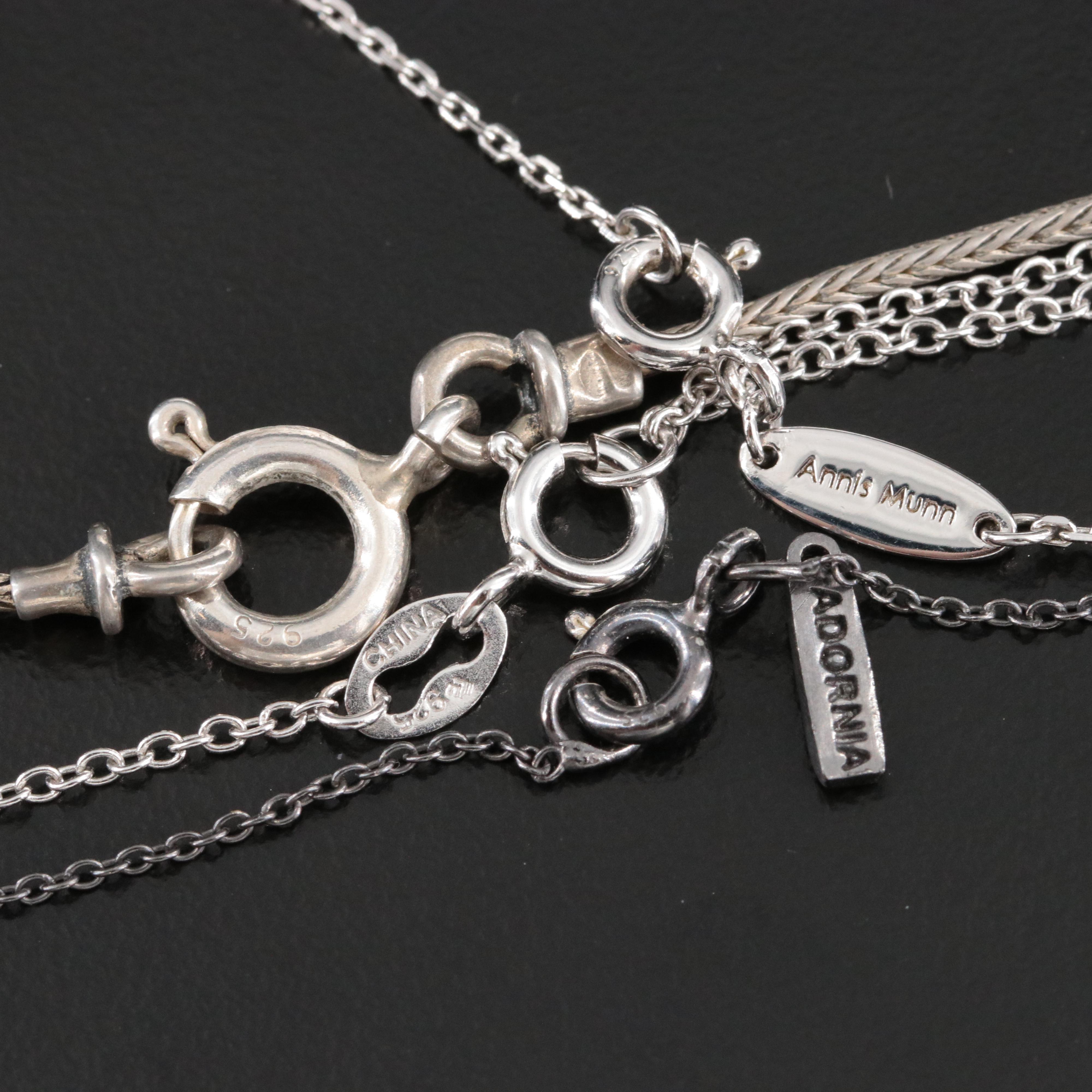 Sterling Rainbow Moonstone and Diamond Pendant Necklaces and Cross Pendant