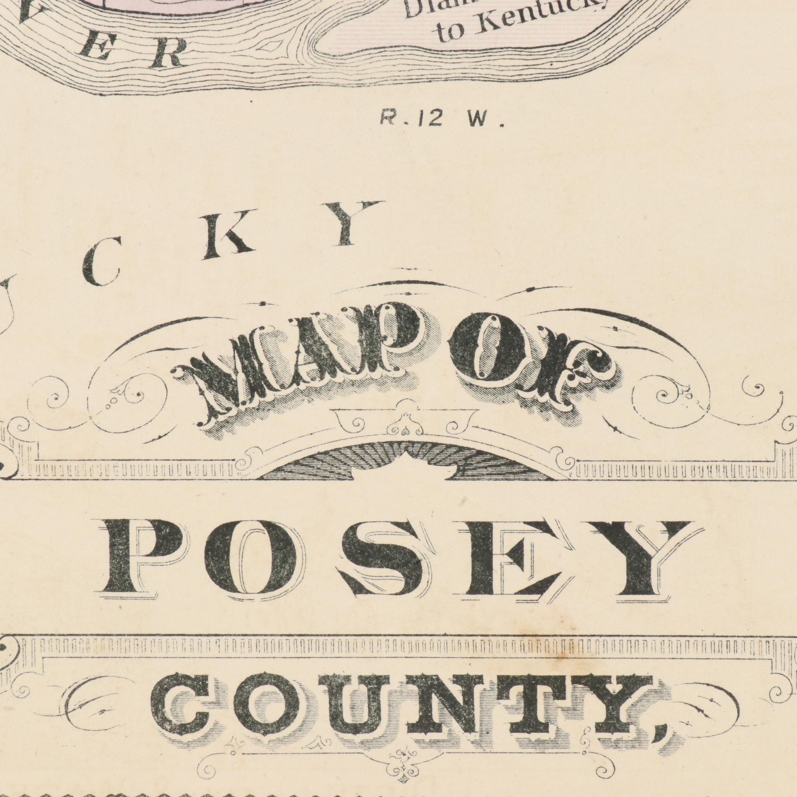 A. T. Andreas Wax Engraving "Map of Vanderburgh County" and City Maps, 1876