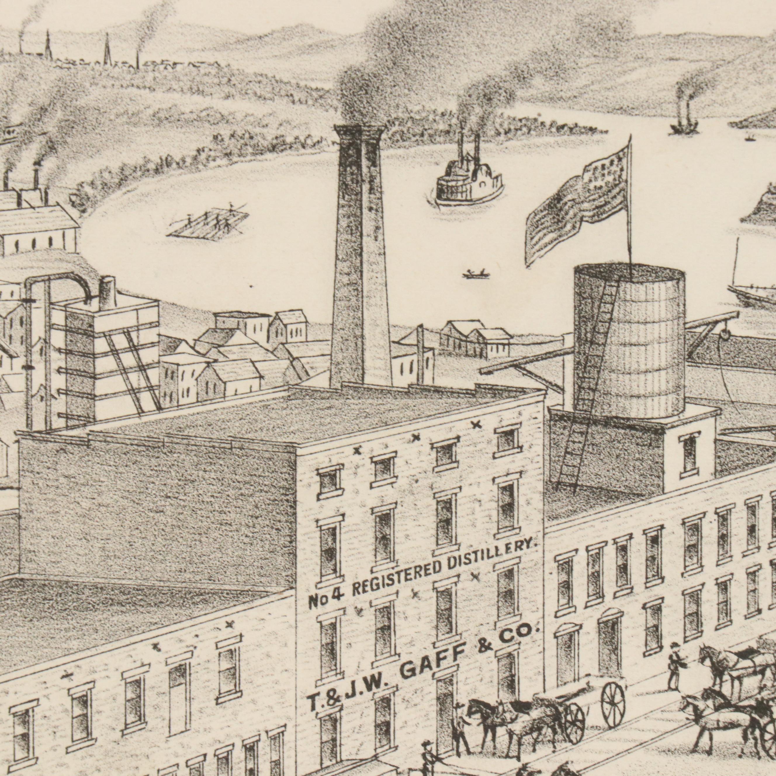 A. T. Andreas Wax Engraving "Map of Vanderburgh County" and City Maps, 1876