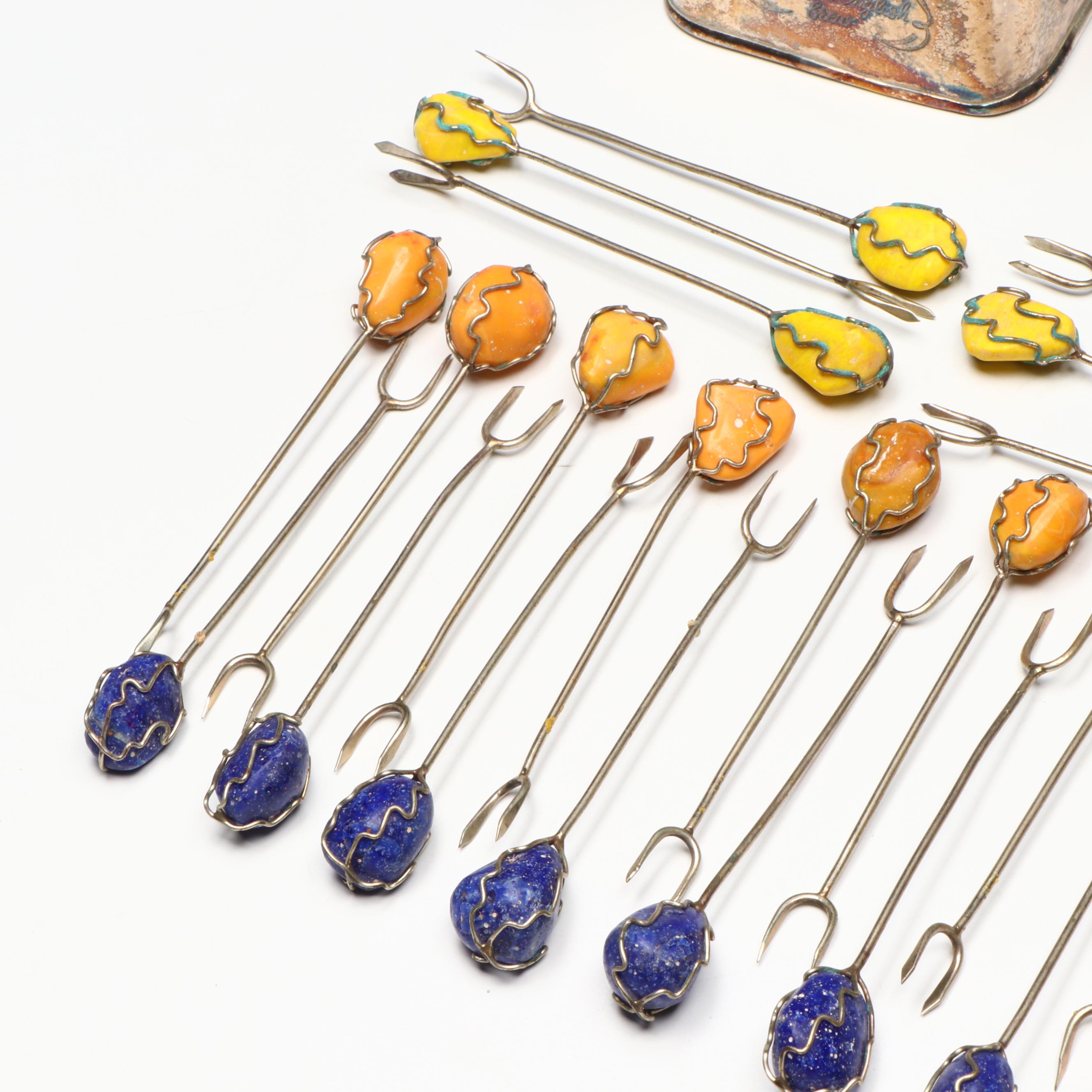 English Breakfast Tea Tins with Cocktail Forks and Bottle Opener