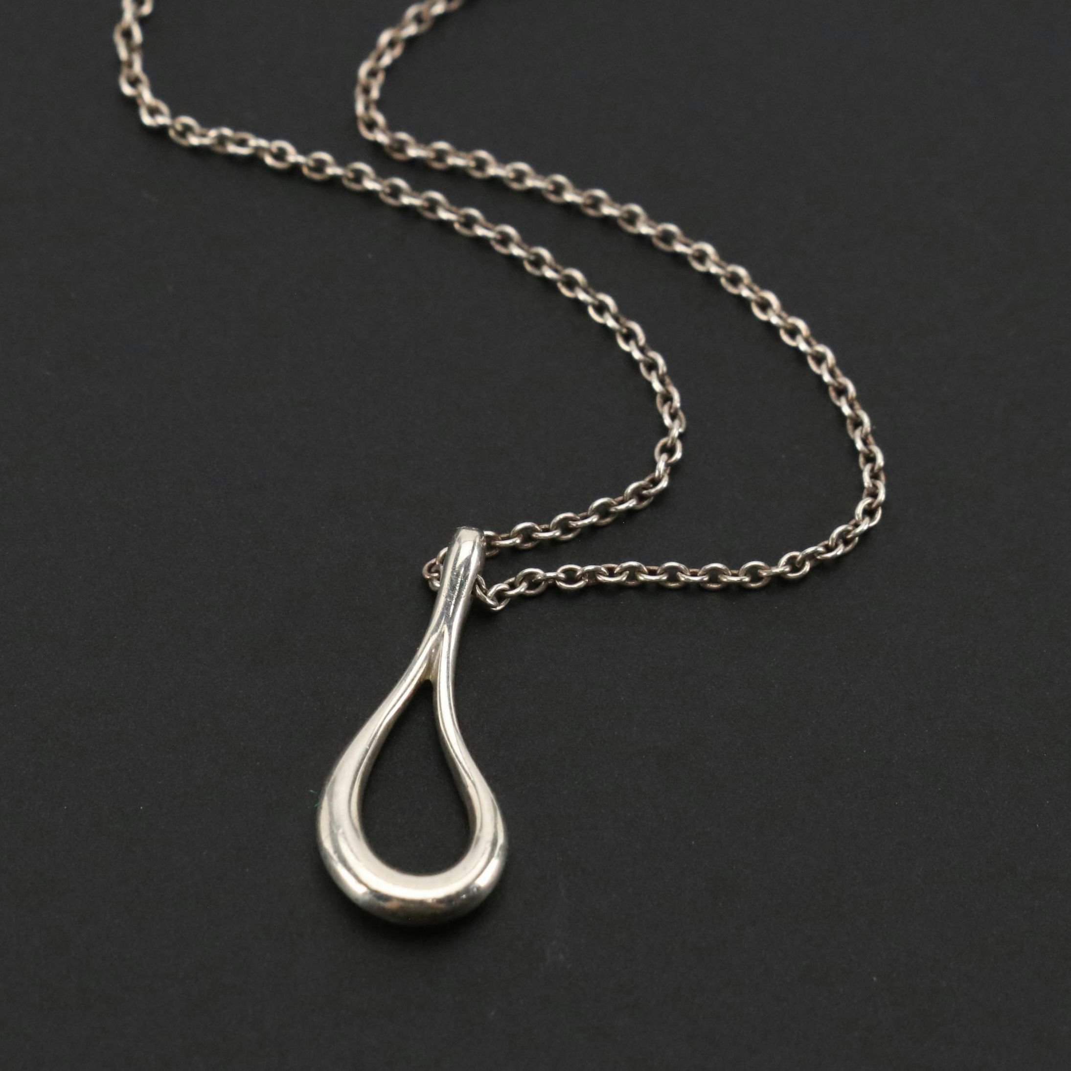Elsa Peretti for Tiffany & Co. Sterling Open Teardrop Pendant Necklace