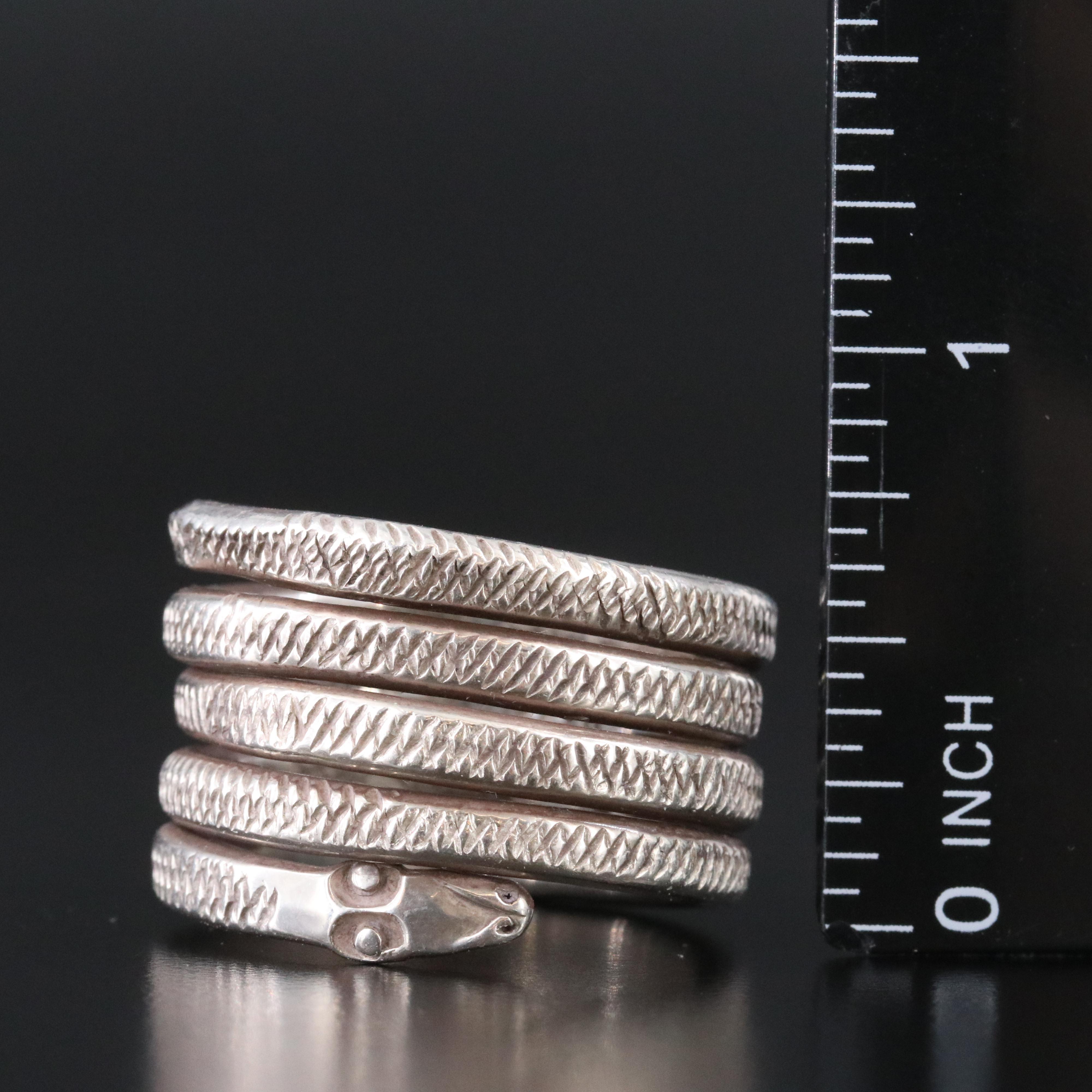 Southwestern 950 Silver Snake Wrap Ring