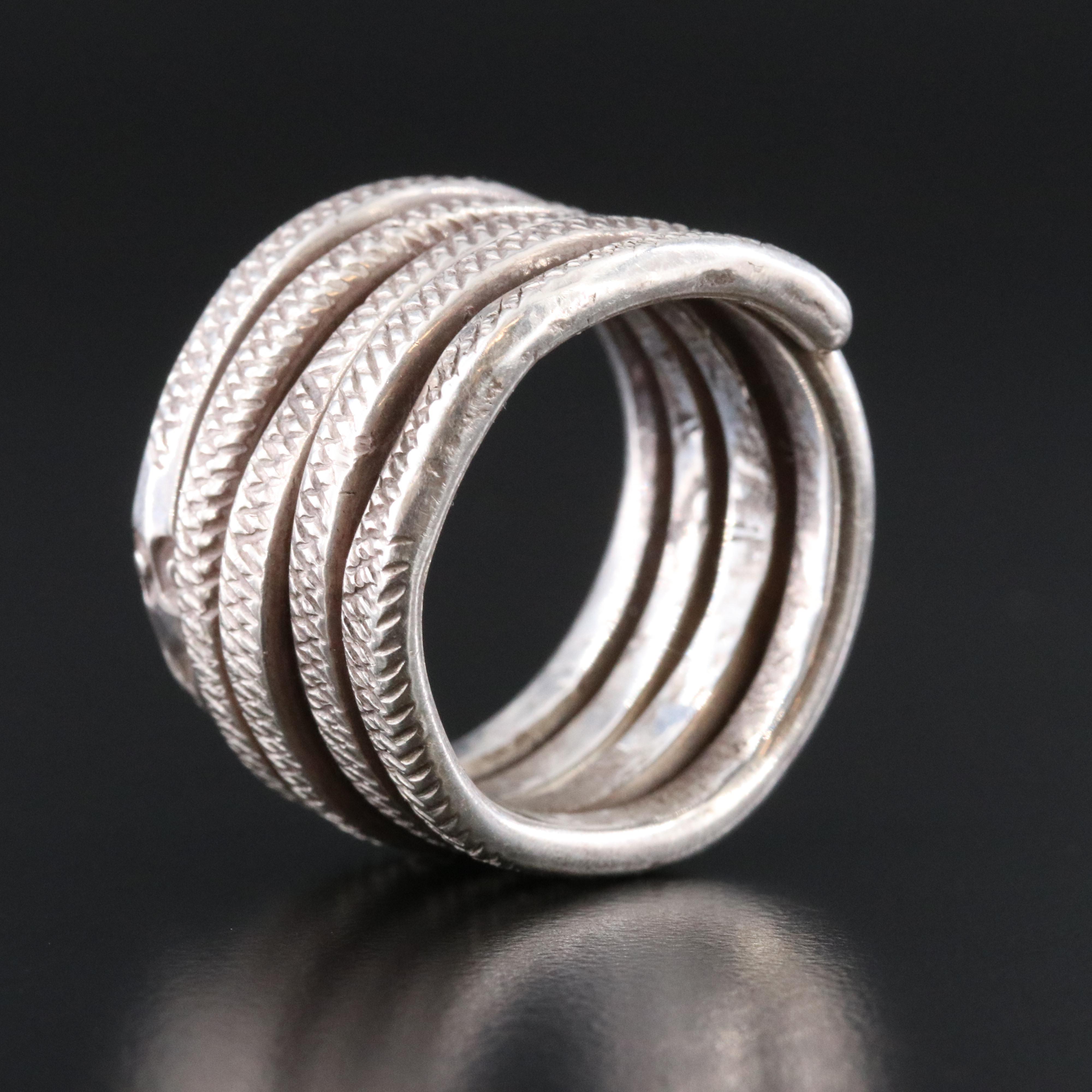 Southwestern 950 Silver Snake Wrap Ring