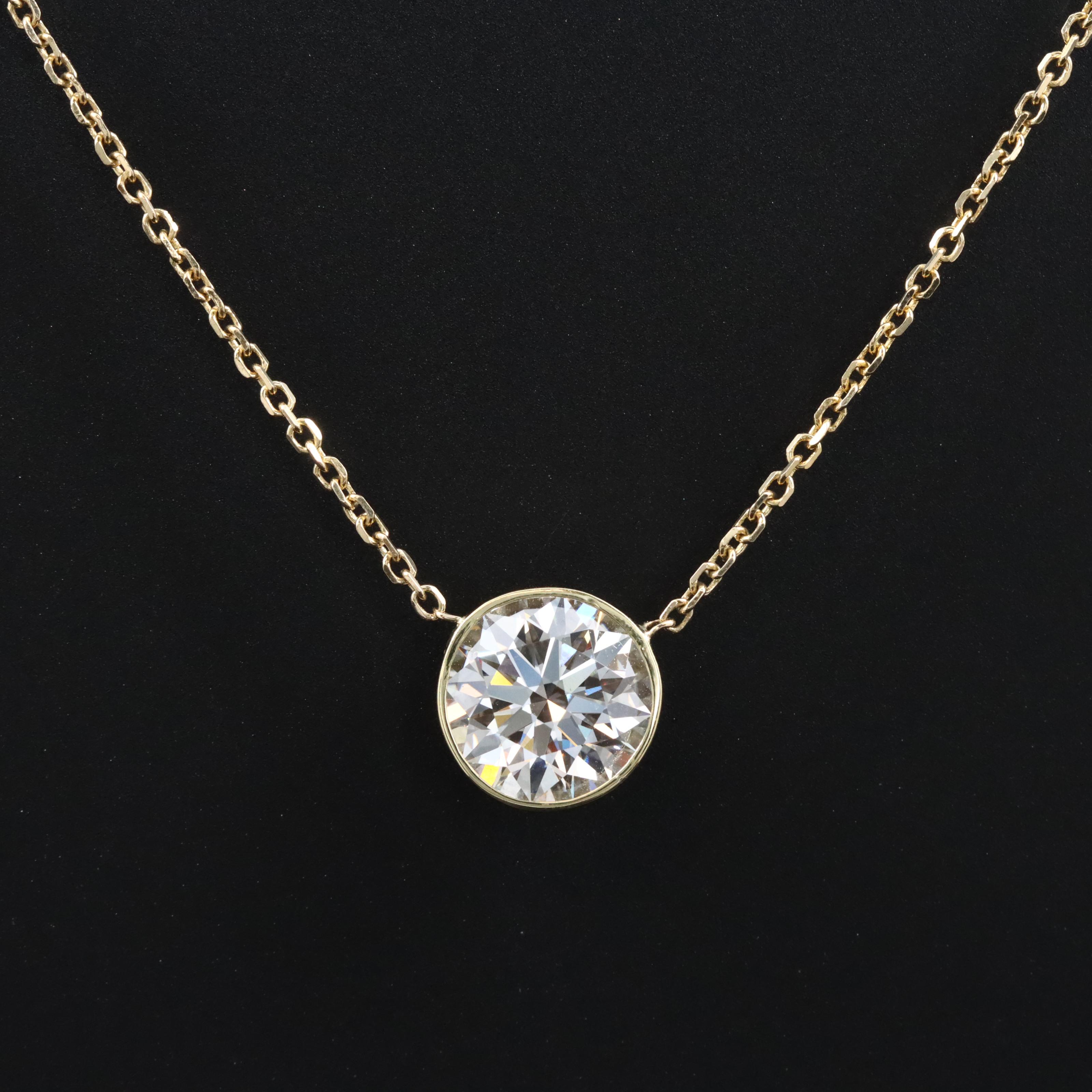 18K 2.54 CT Lab Grown Diamond Necklace with an IGI Report
